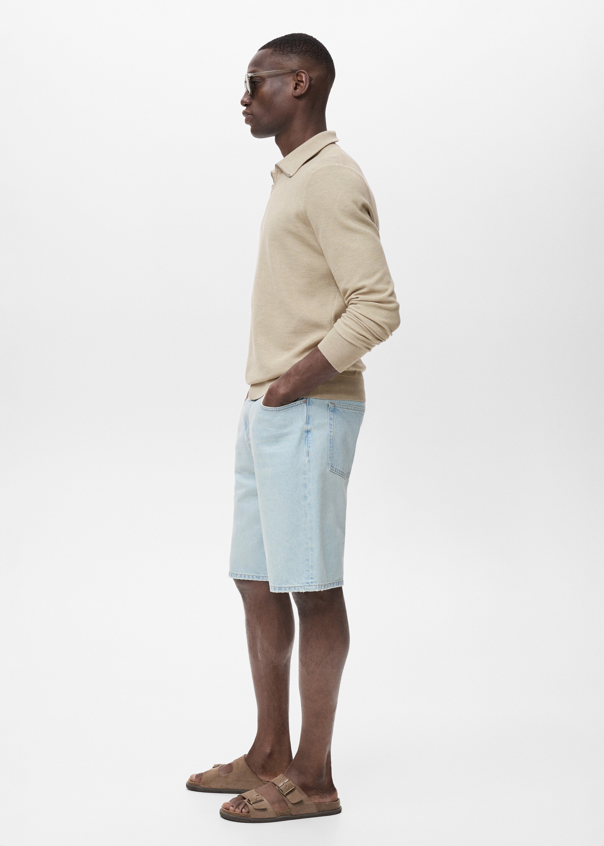 Microstructure sweater with zipper collar - Details of the article 2