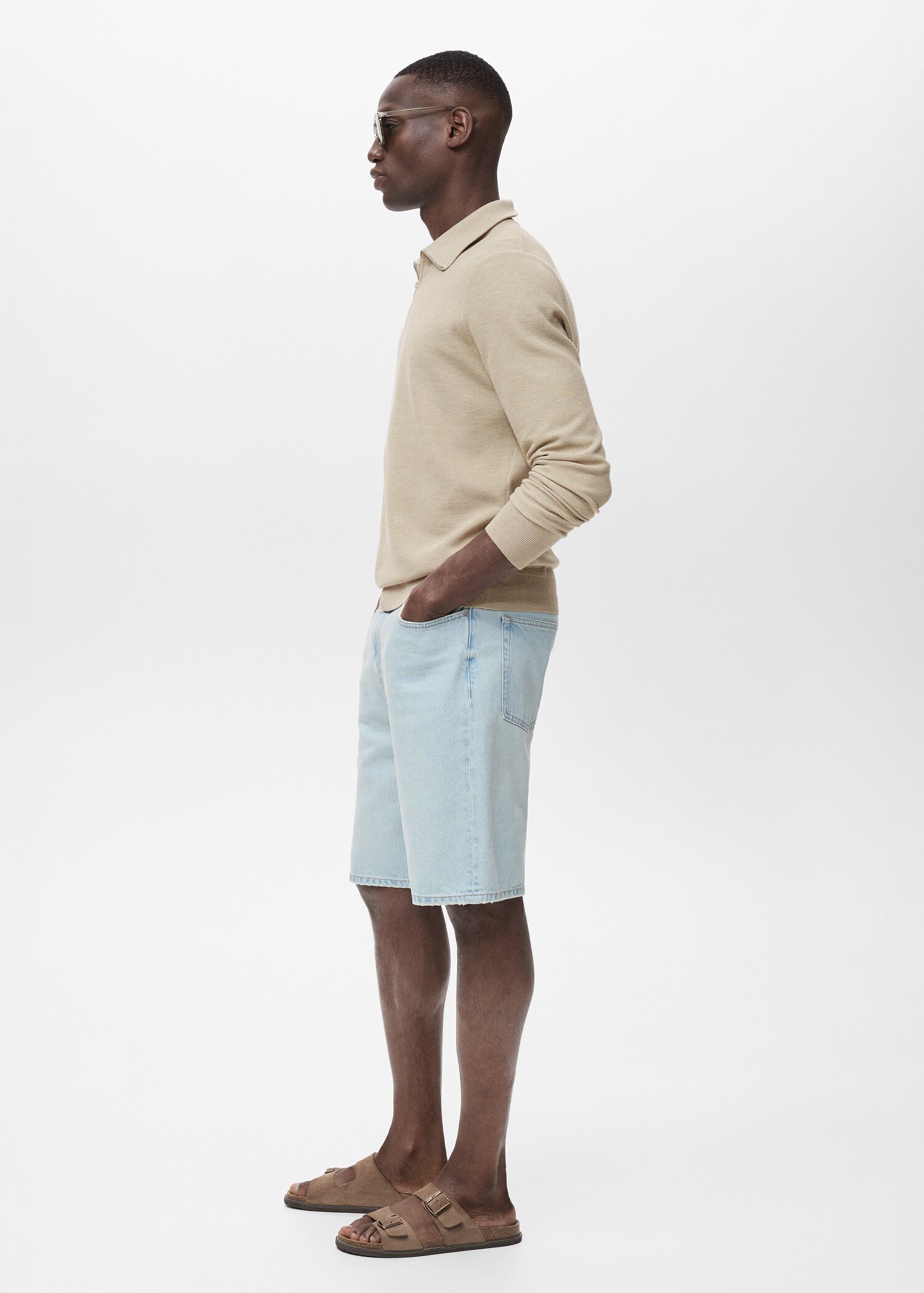 Microstructure sweater with zipper collar - Details of the article 2