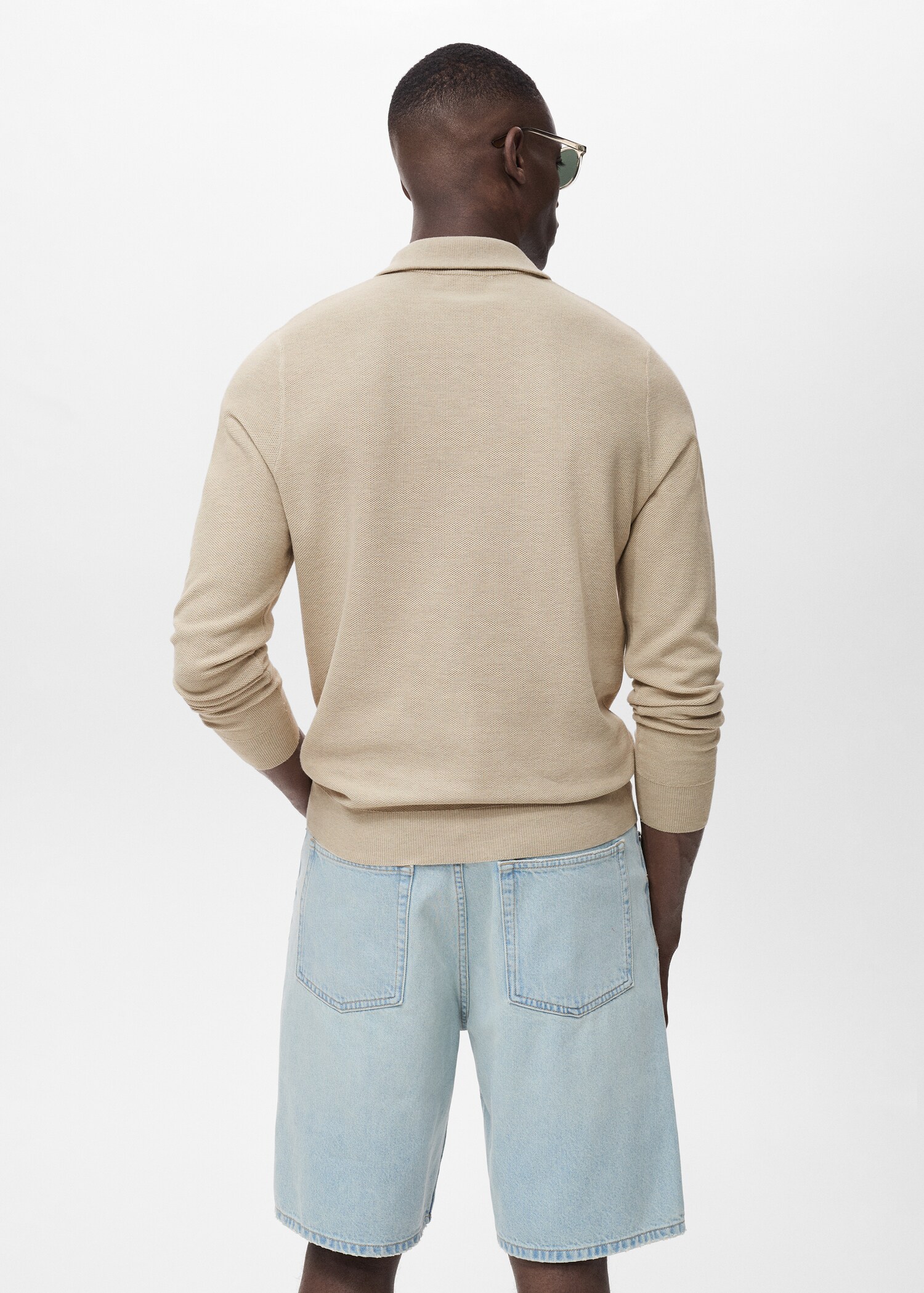 Microstructure sweater with zipper collar - Reverse of the article