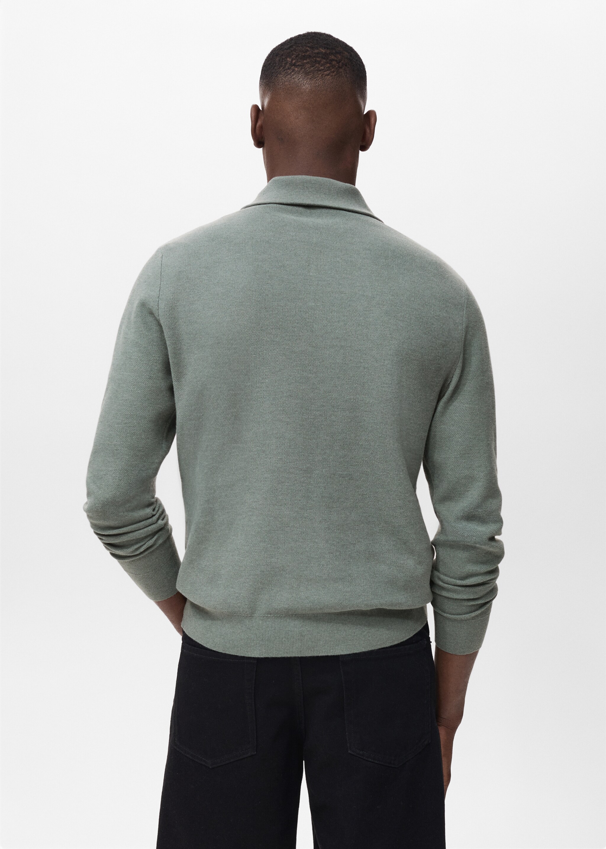 Microstructure sweater with zipper collar - Reverse of the article