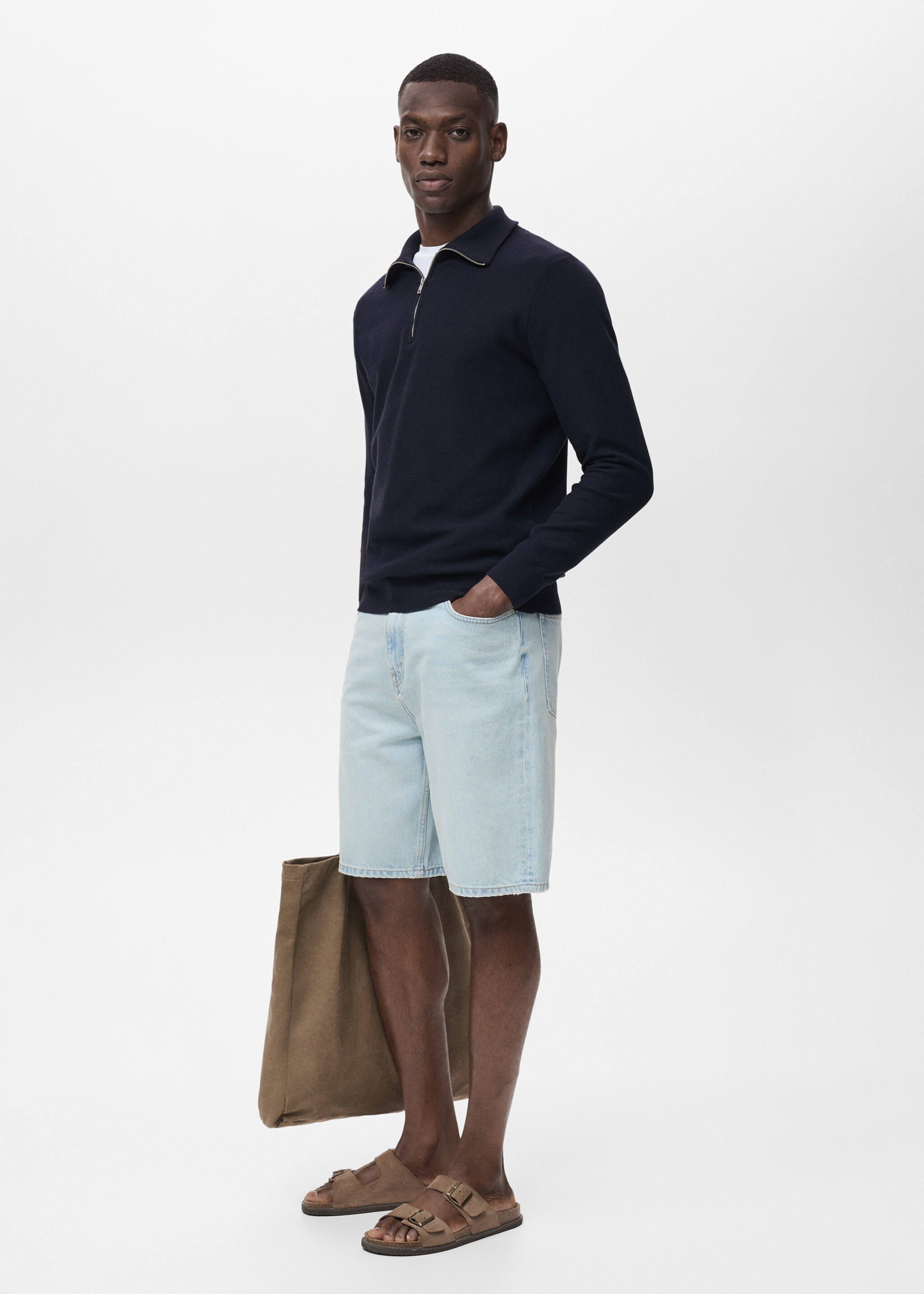 Microstructure sweater with zipper collar - Details of the article 2