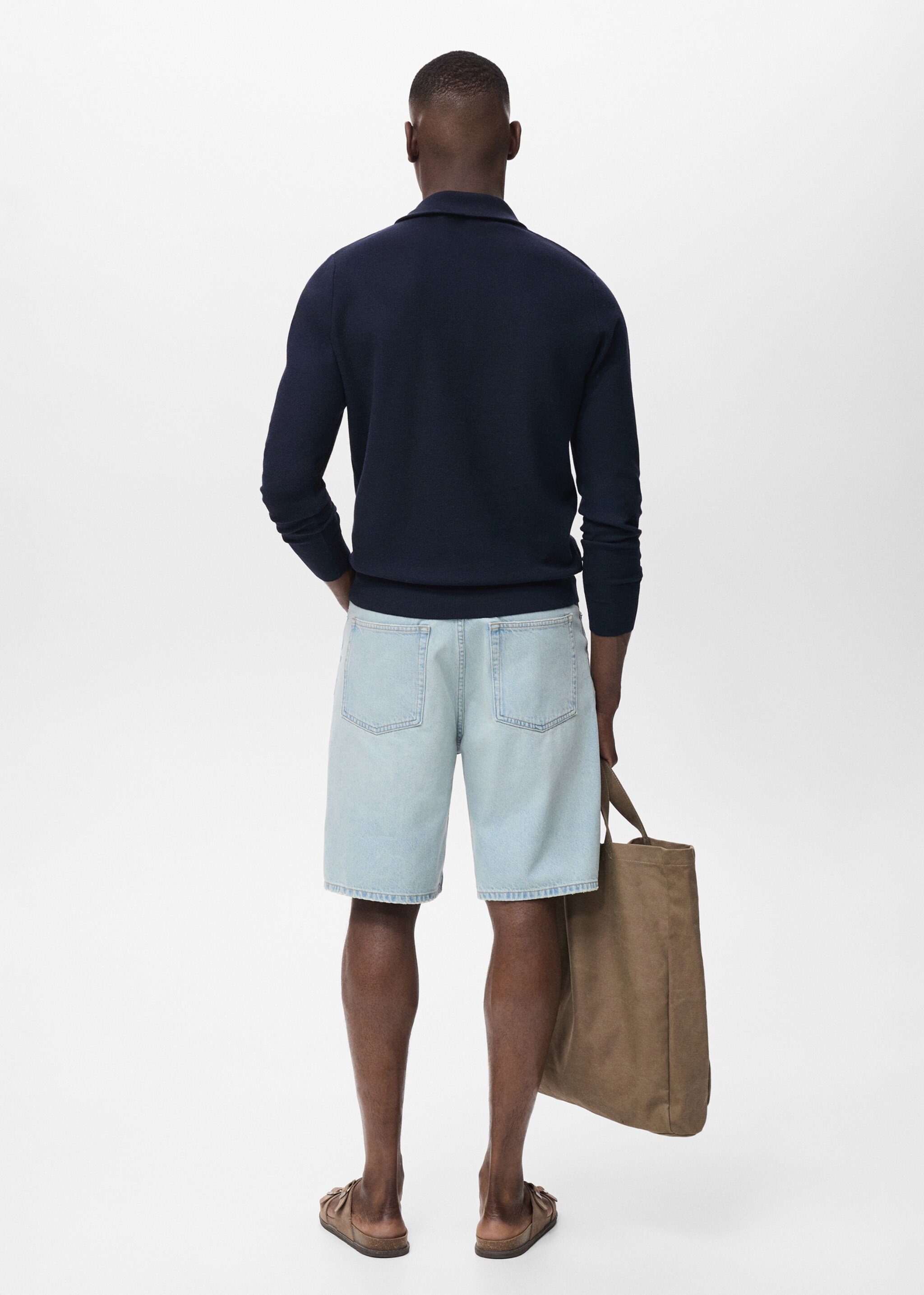Microstructure sweater with zipper collar - Reverse of the article