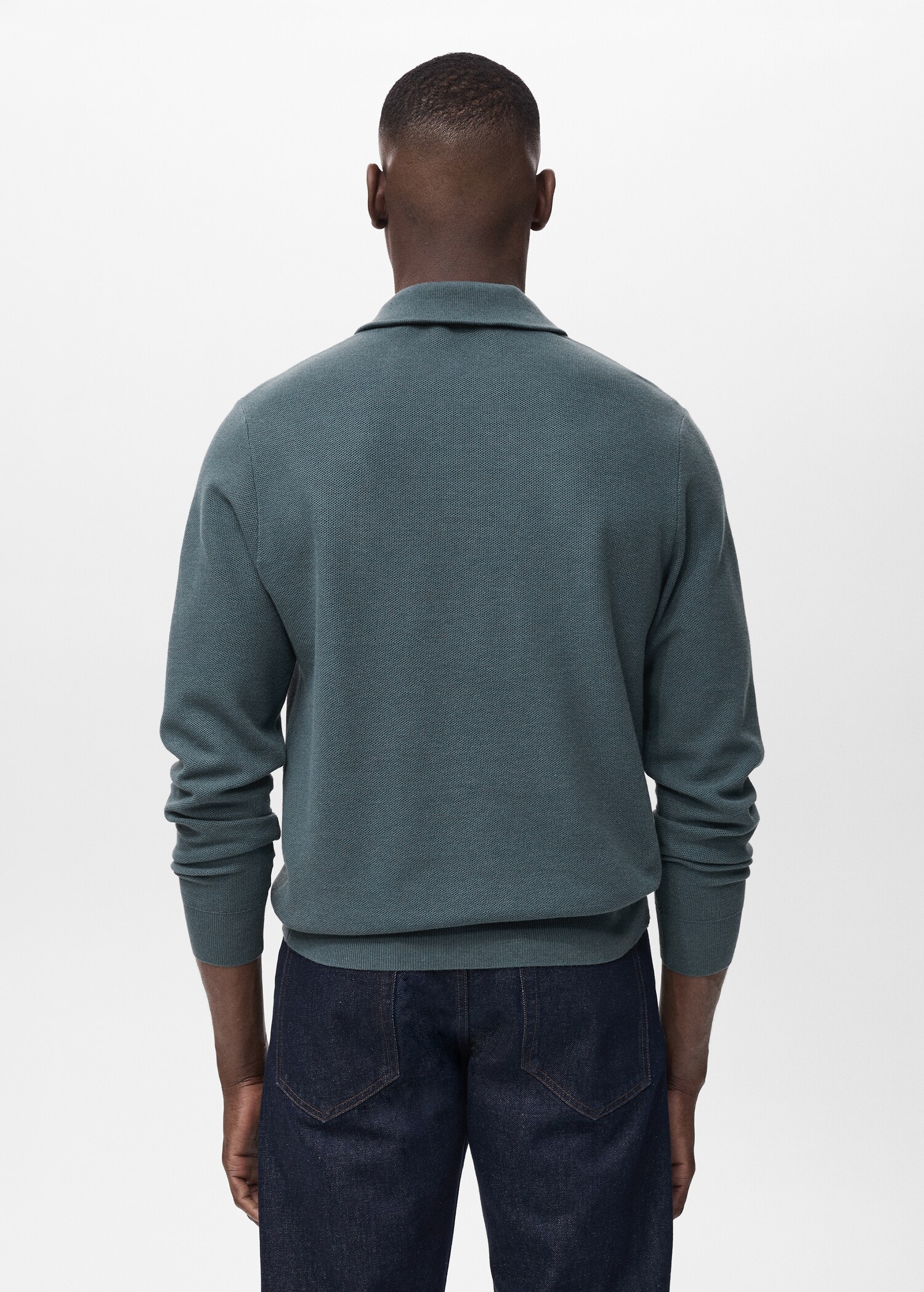 Microstructure sweater with zipper collar - Reverse of the article