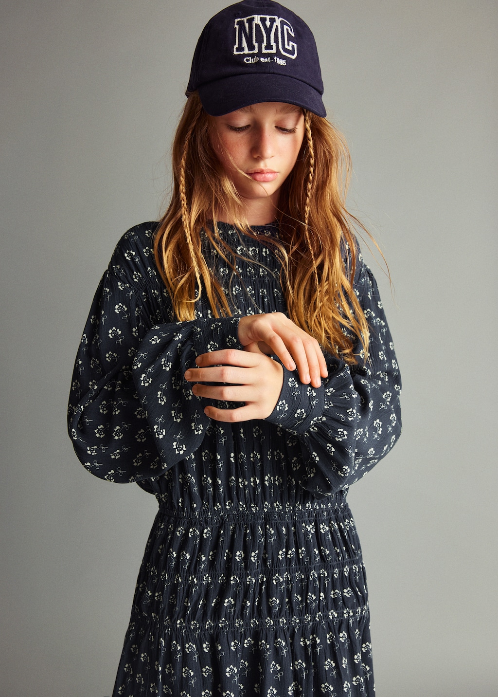 Floral puff-sleeve dress