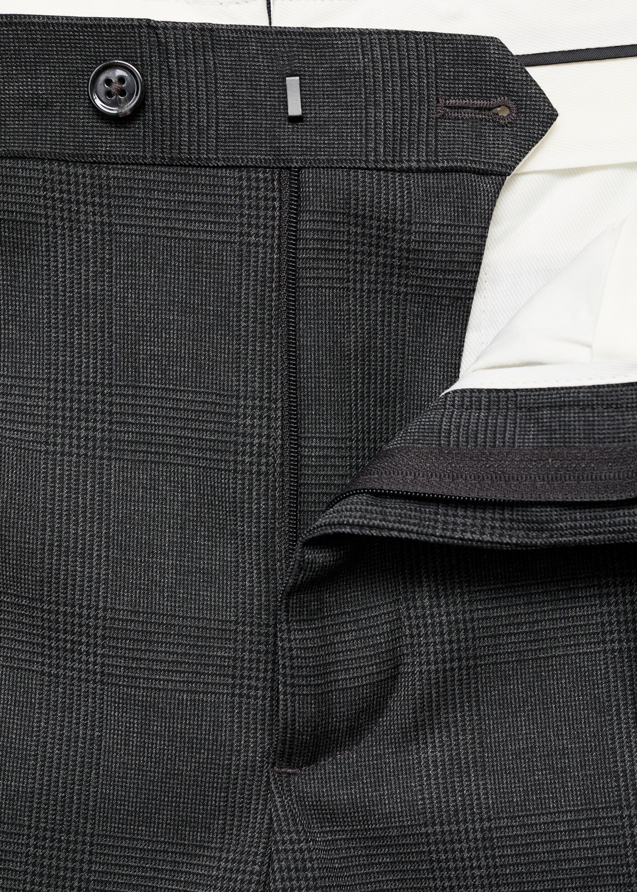 Milan slim-fit suit trousers - Details of the article 8, Dark Heather Grey. Ref: 17035153-00.