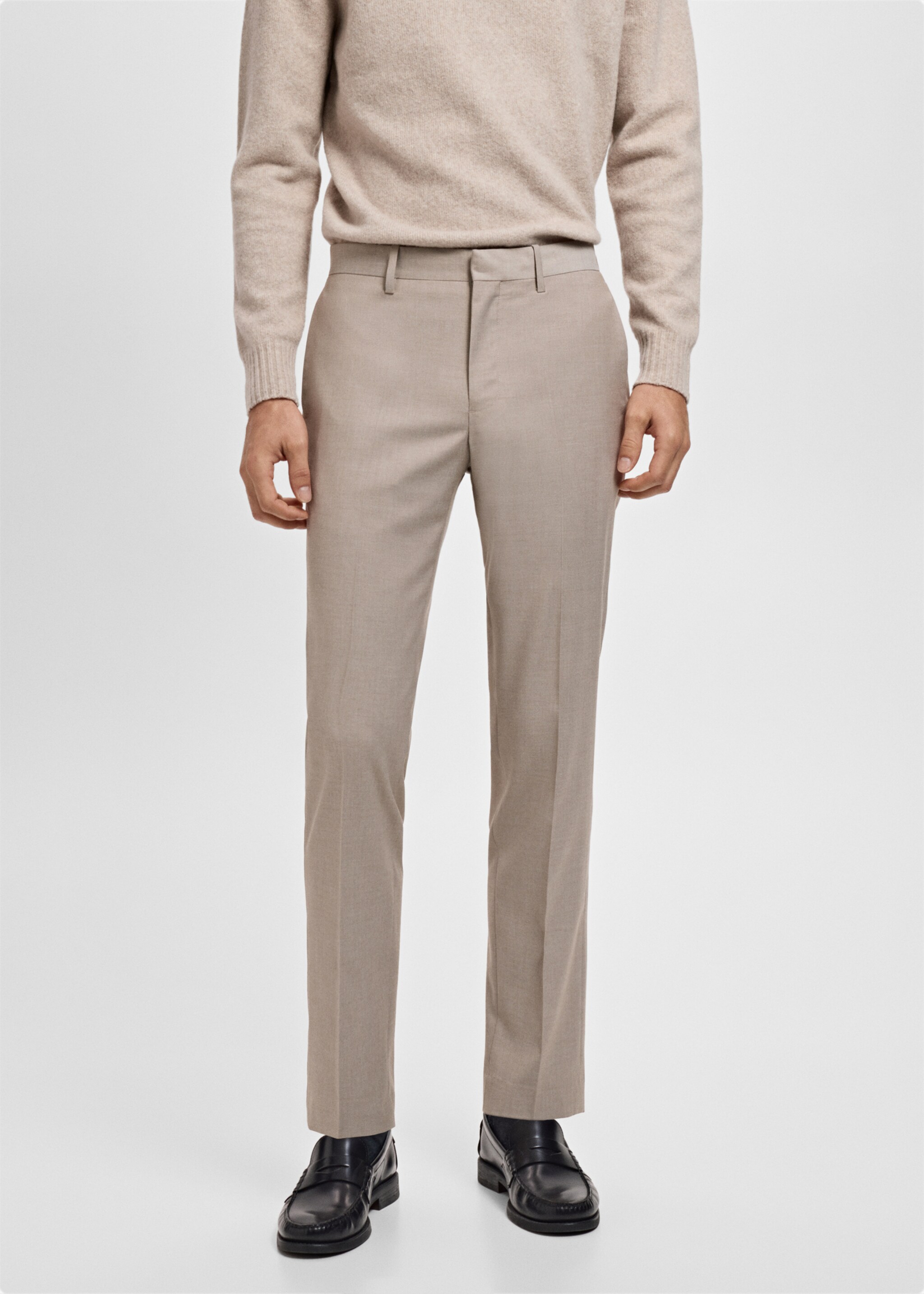 Pantalon costume Paris coupe slim - Plan moyen, Sable. Ref: 17035154-00.