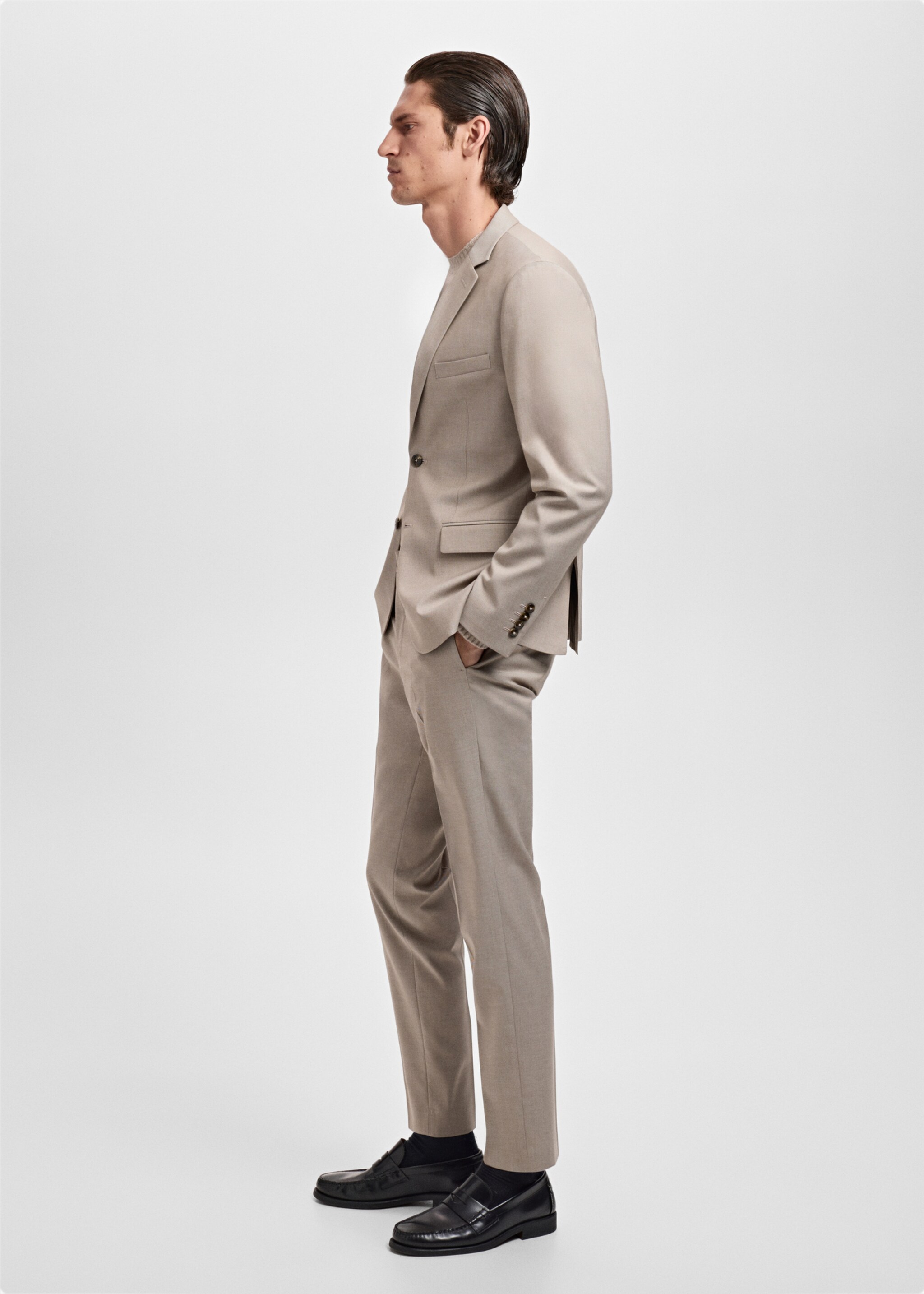 Pantalon costume Paris coupe slim - Détail de l'article 6, Sable. Ref: 17035154-00.