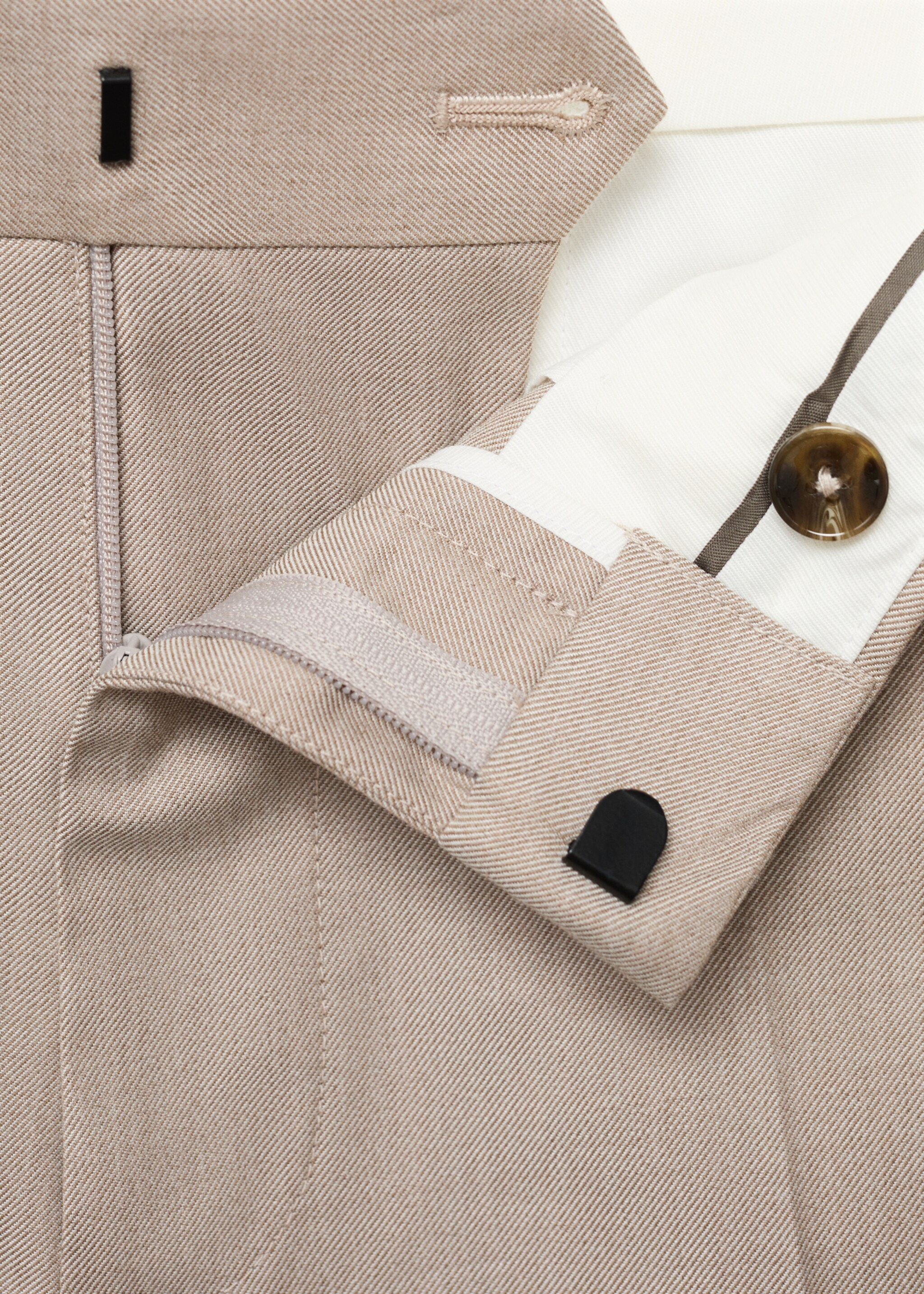 Stretch fabric super slim-fit suit trousers - Details of the article 8, Sand. Ref: 17035154-00.