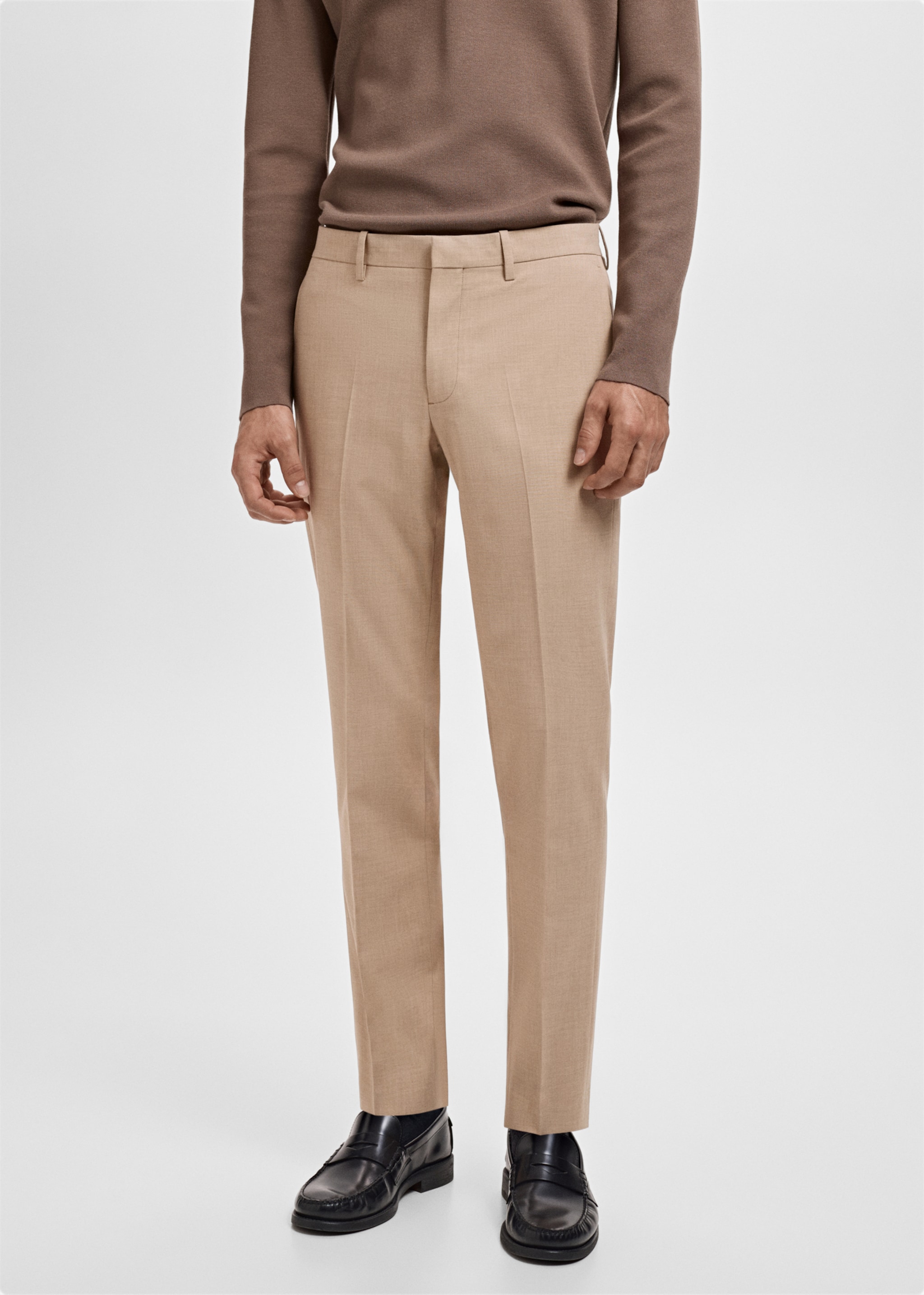 Paris slim-fit suit trousers - Medium plane, Beige. Ref: 17035155-00.