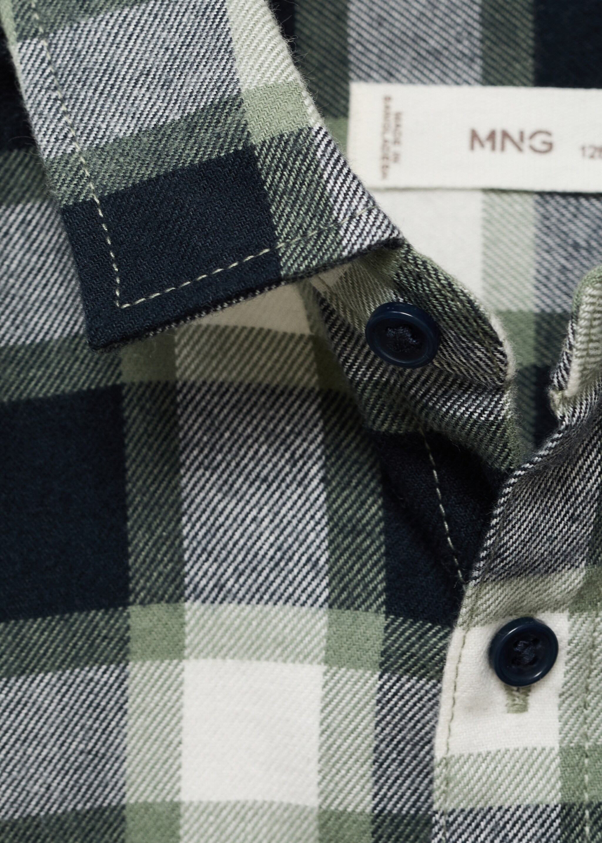 Check cotton shirt - Details of the article 8, Navy. Ref: 17035158-00.