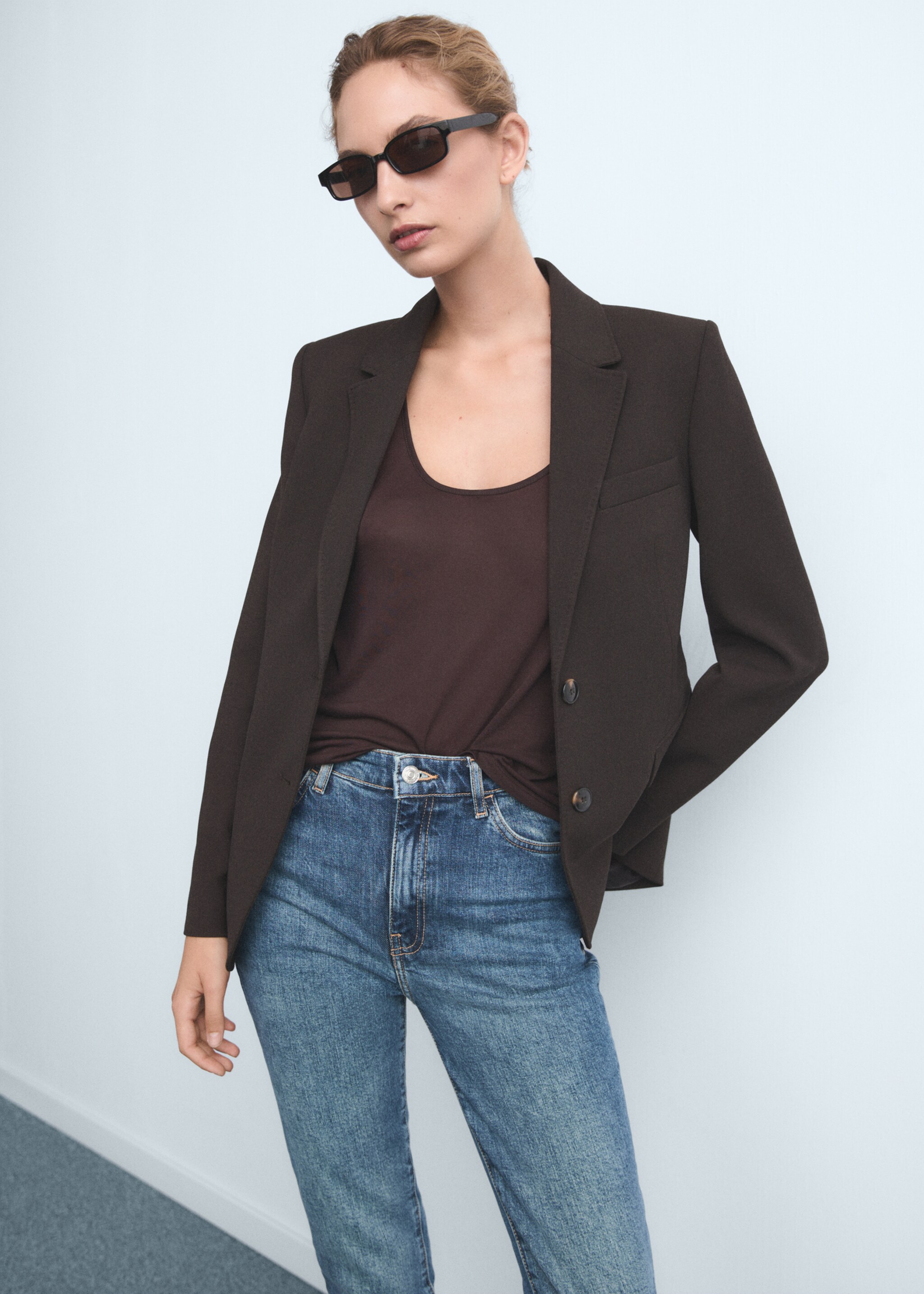 Claudia slim-fit cropped jeans - Details of the article 1, Dark Blue. Ref: 17035169-00.