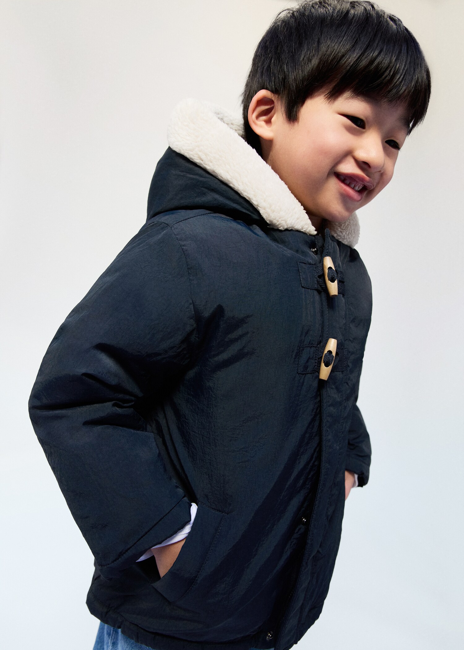 Hooded anorak with buttons - Medium plane