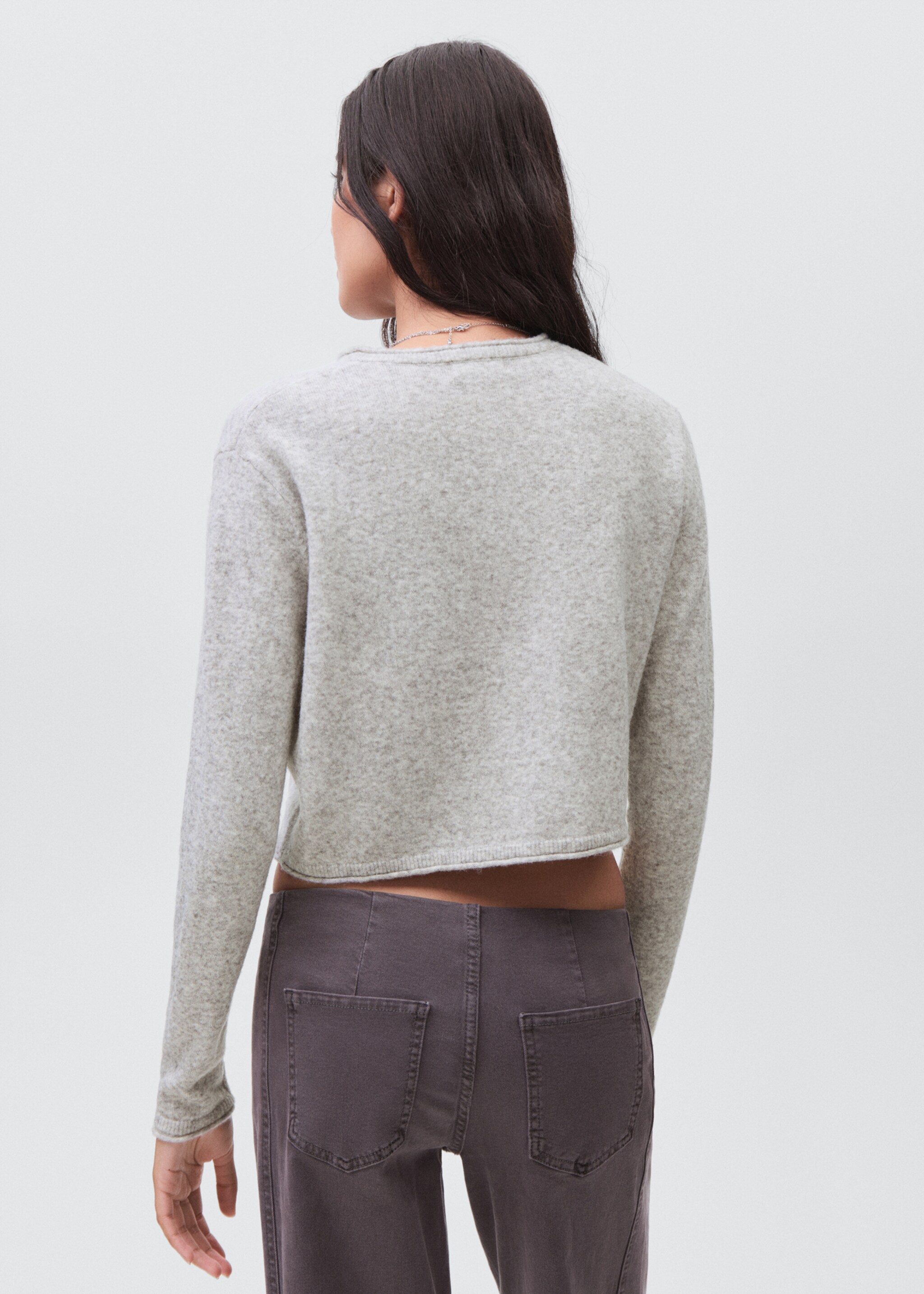 Cropped cardigan with buttons - Reverse of the article, Medium Heather Grey. Ref: 17035791-00.