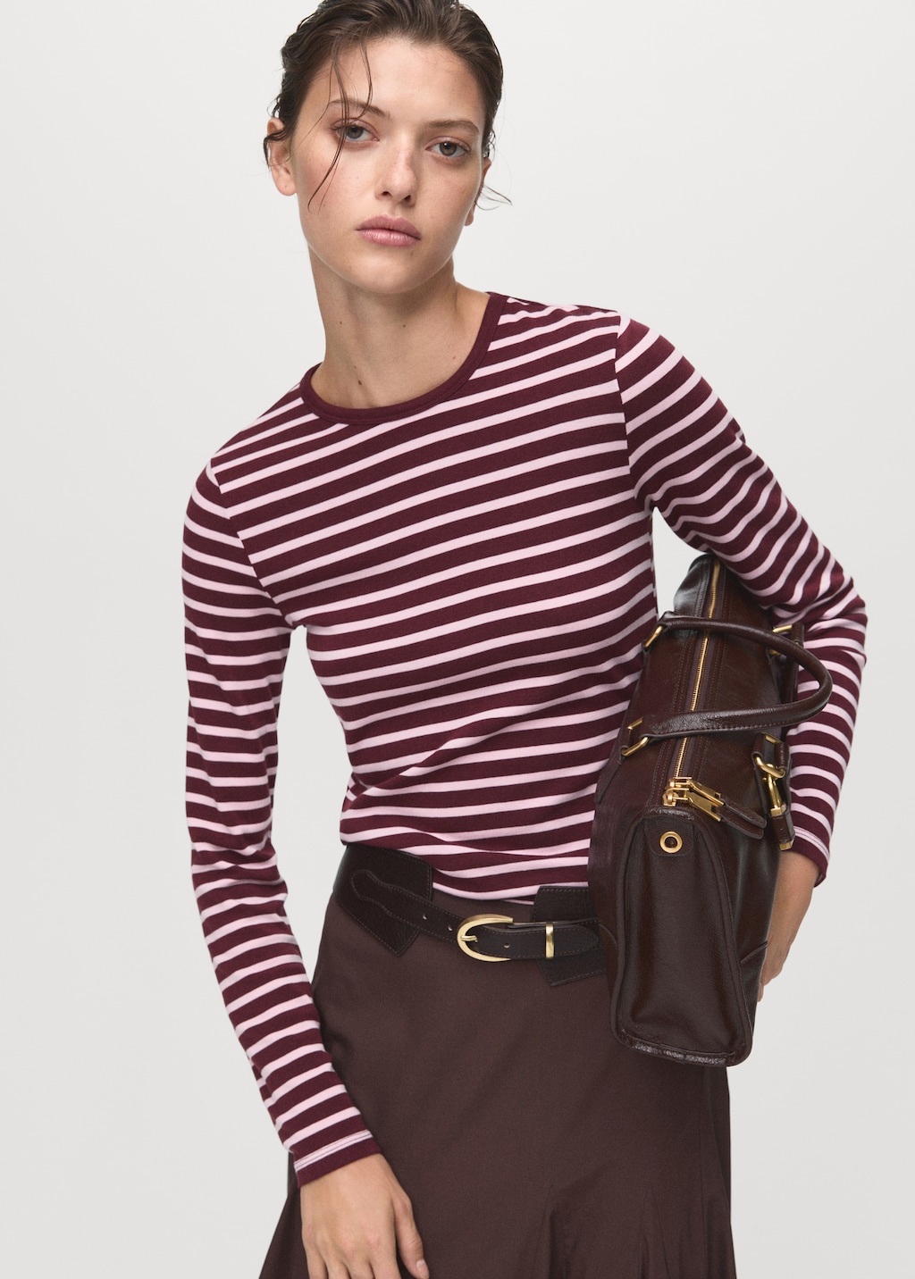 Long-sleeved striped t-shirt
