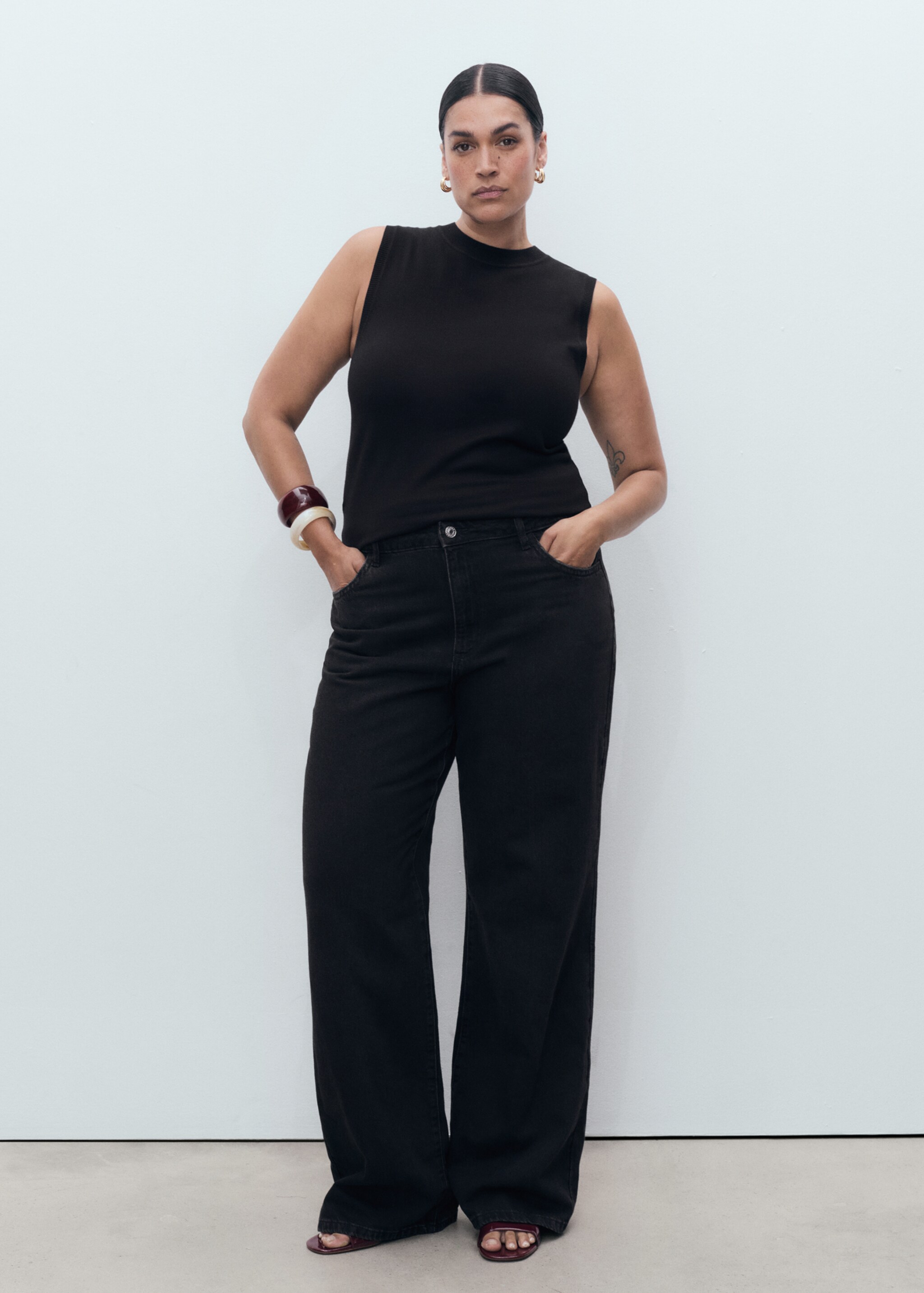 Jean Danila wideleg taille haute - Détail de l'article 3, Black denim. Ref: 17035798-00.