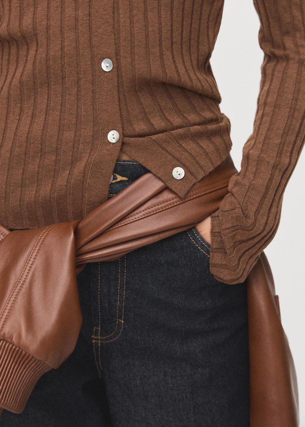 Mango Fine rib knit cardigan