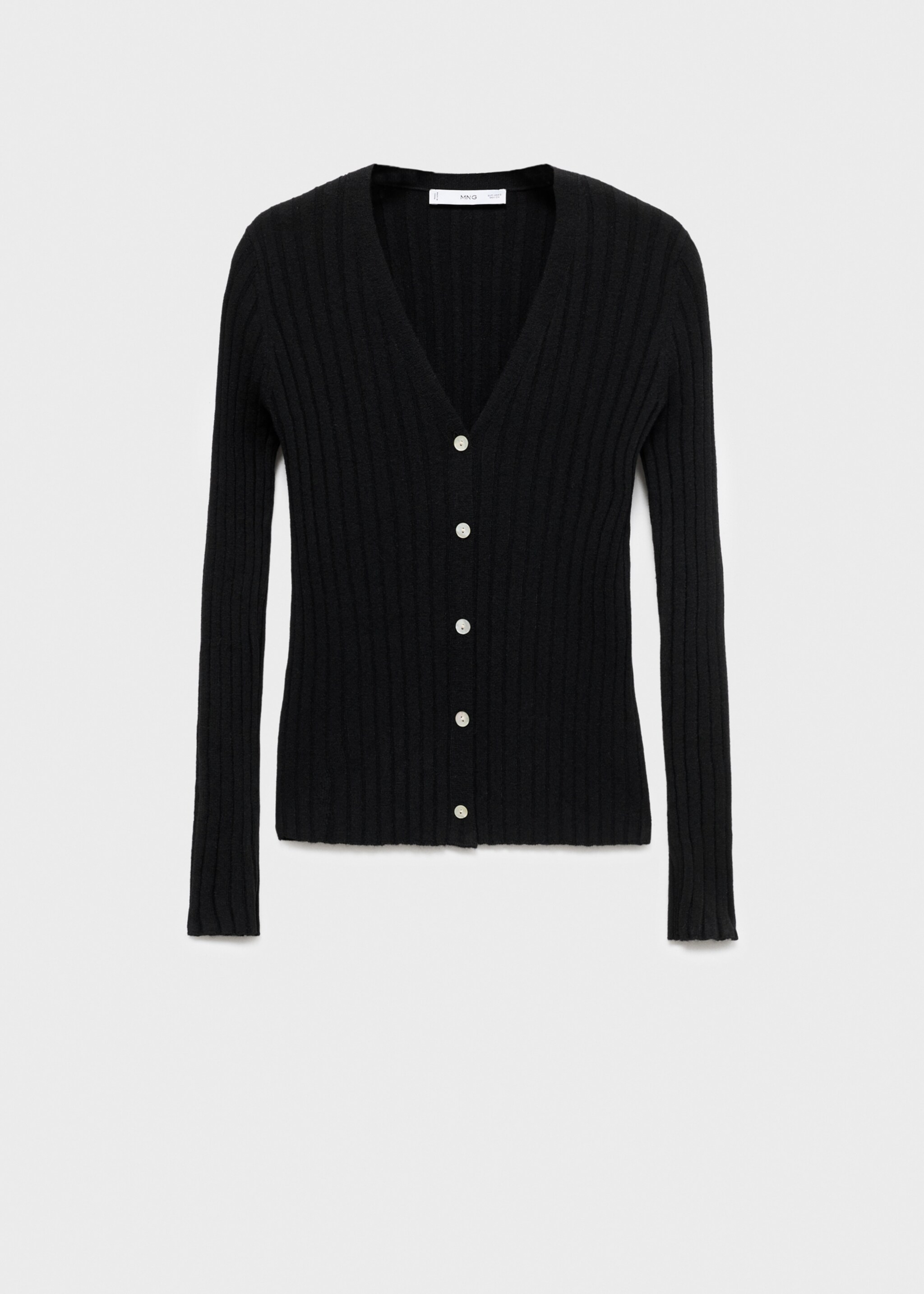 Cardigan maille fine côtelée - Article sans modèle, Noir. Ref: 17035800-00.