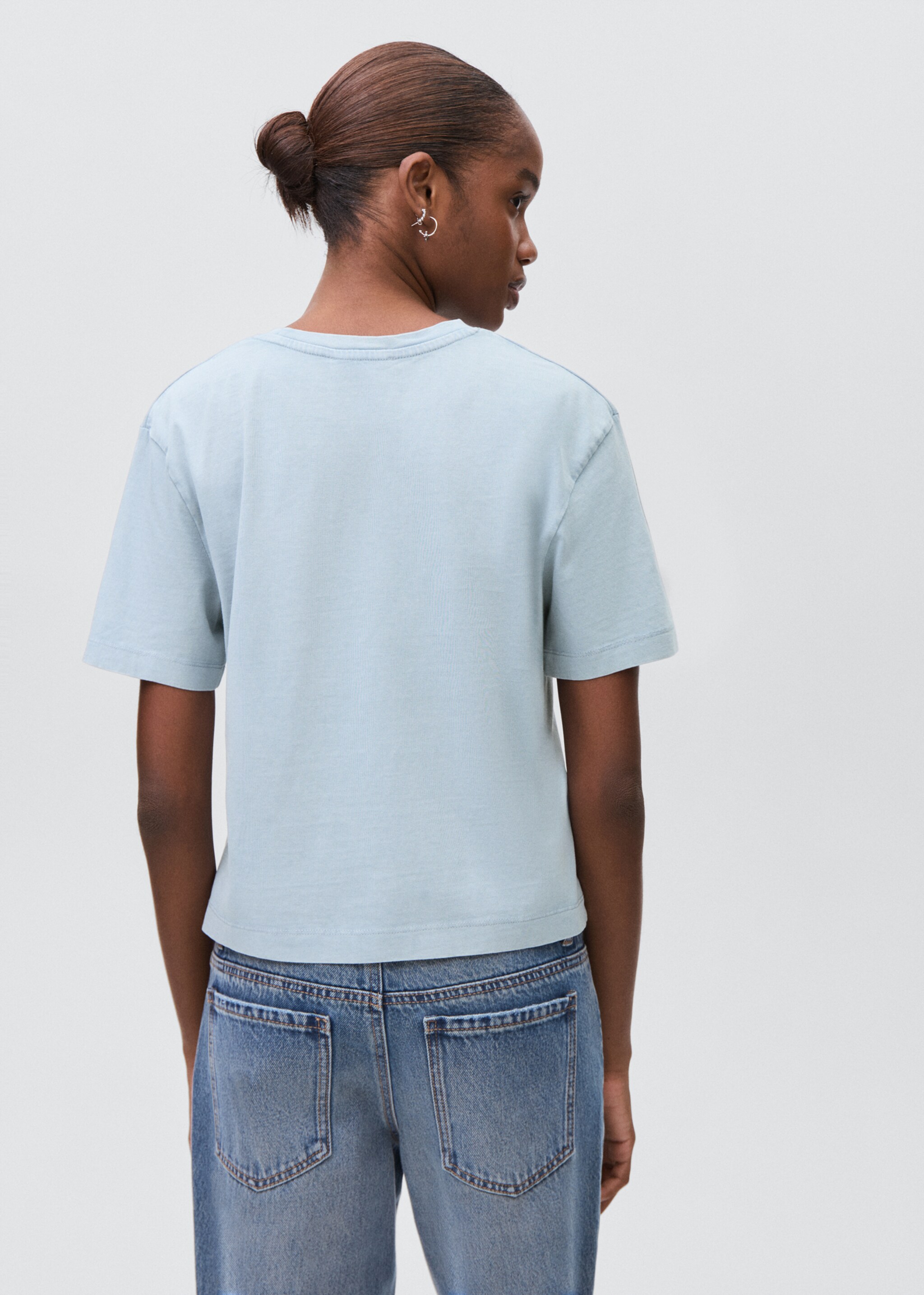T-shirt en coton imprimé - Verso de l’article, Bleu ciel. Ref: 17035801-00.