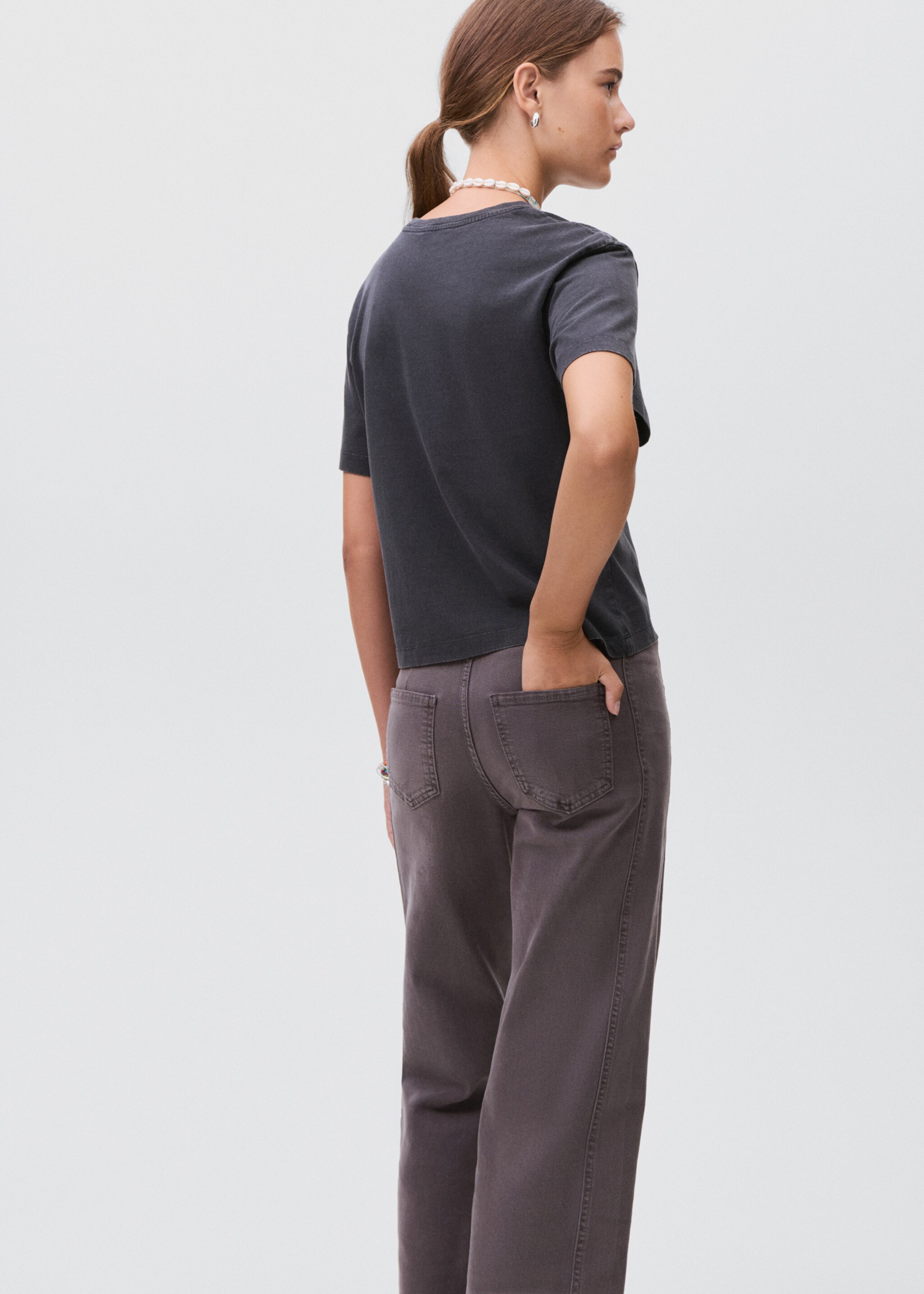 T-shirt en coton imprimé - Verso de l’article, Gris anthracite. Ref: 17035802-00.