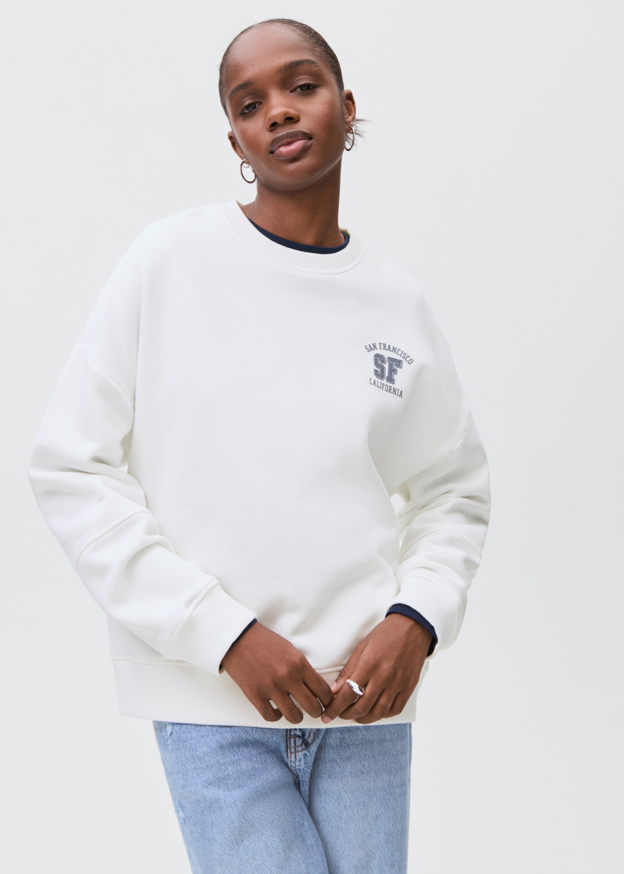 Printed cotton sweatshirt - Medium plane, Off White. Ref: 17035804-00.