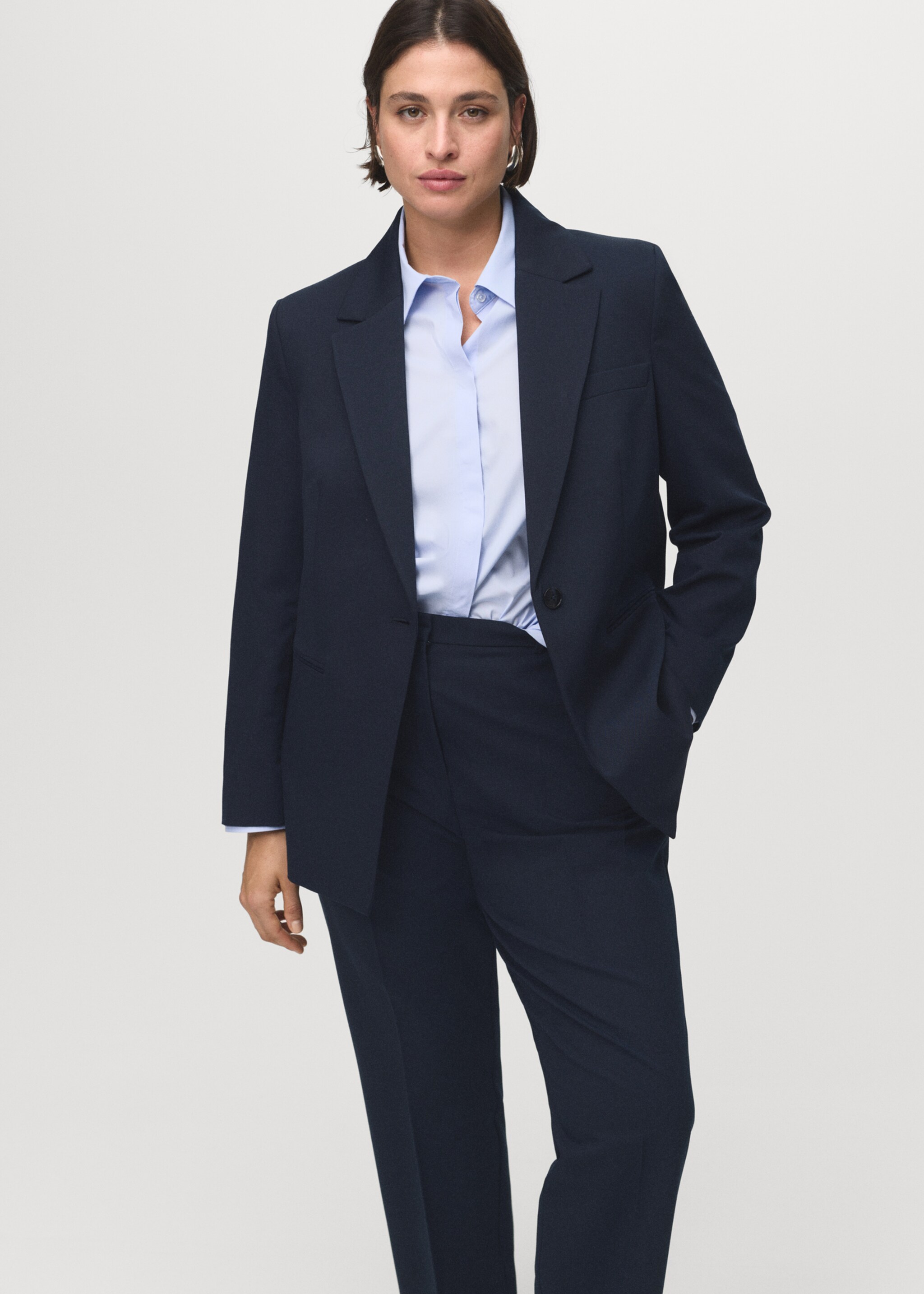 Straight suit trousers - Details of the article 5, Navy. Ref: 17035806-00.