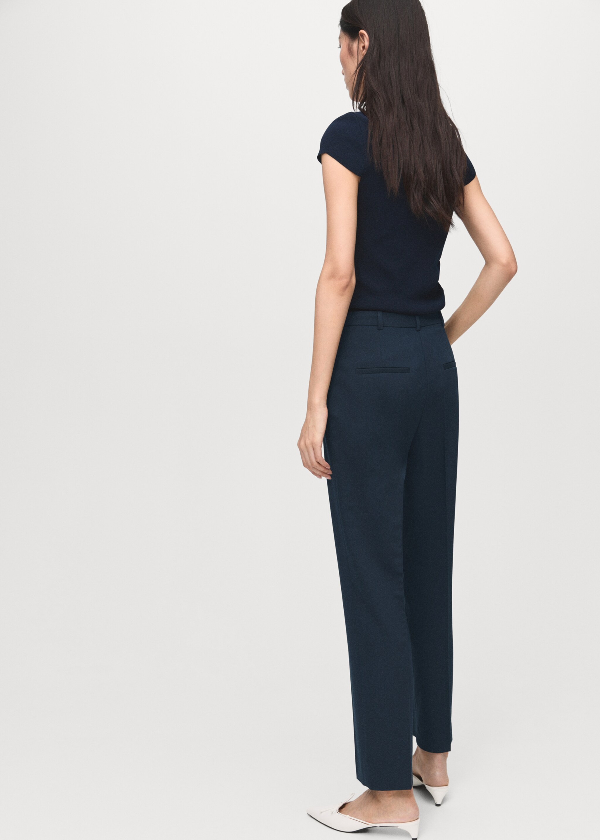 Straight suit trousers - Reverse of the article, Navy. Ref: 17035806-00.