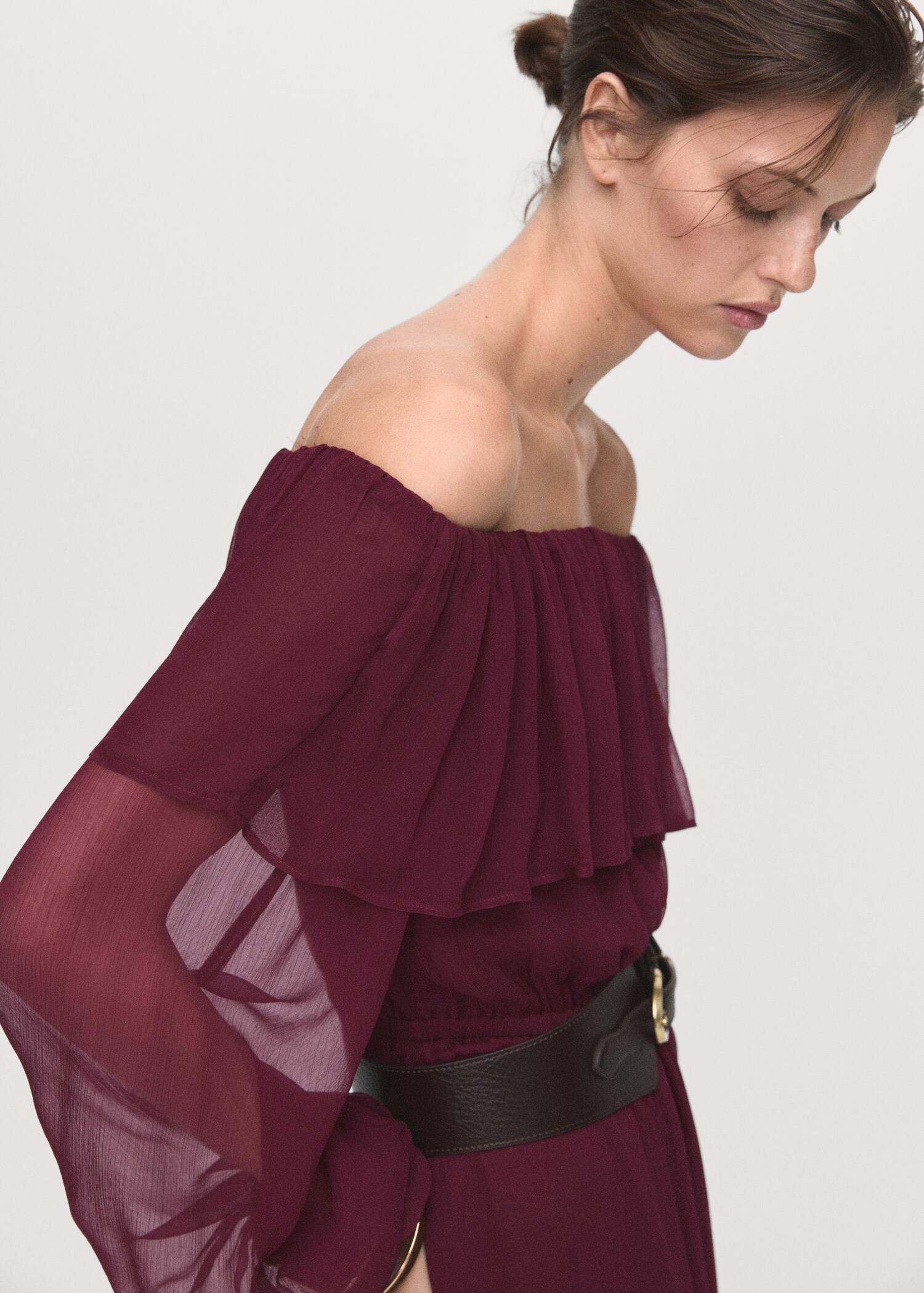 Vestido palabra de honor volante - Detalle del artículo 1