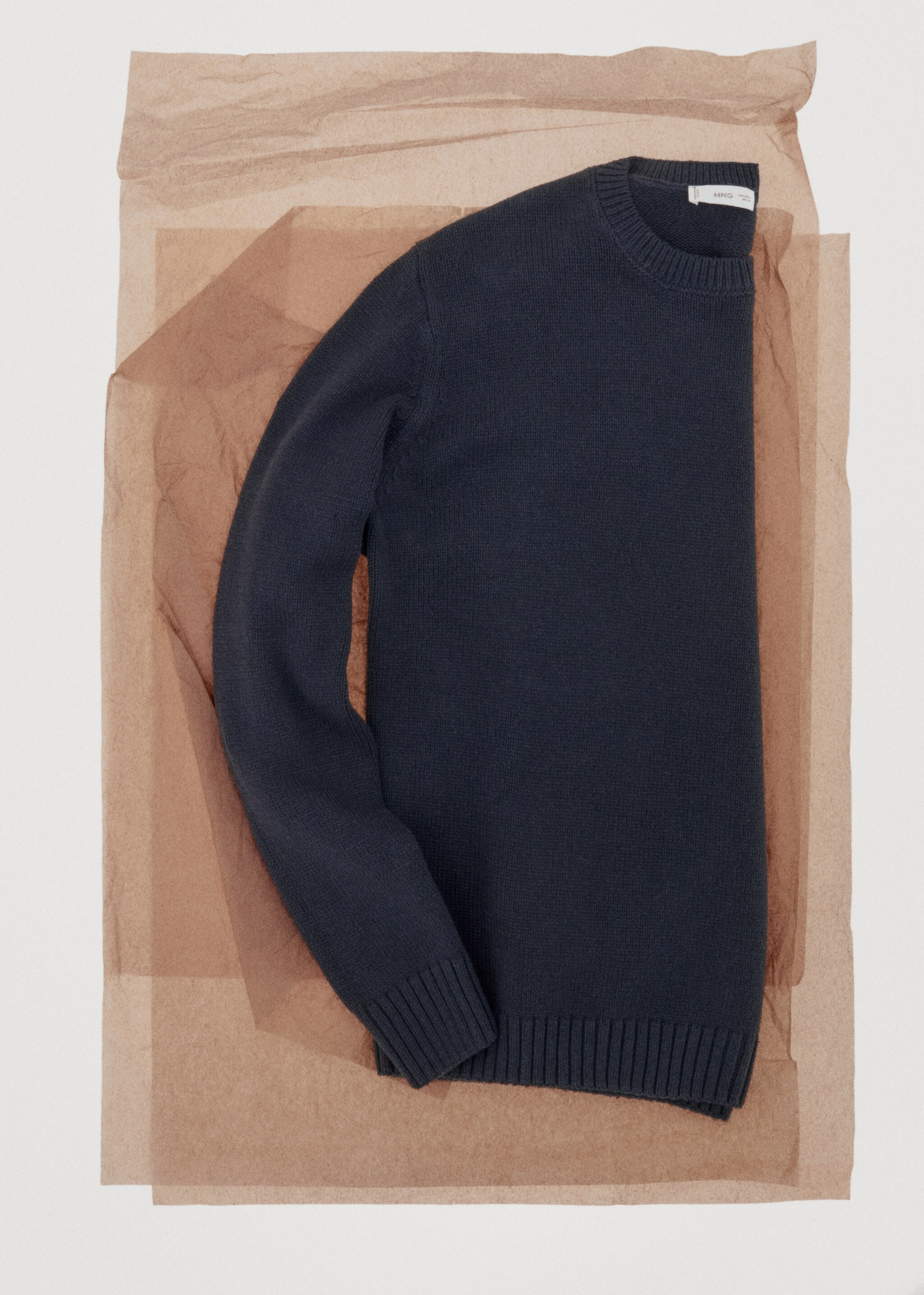 Essential cotton-blend sweater - Details of the article 7, Navy. Ref: 17035819-00.