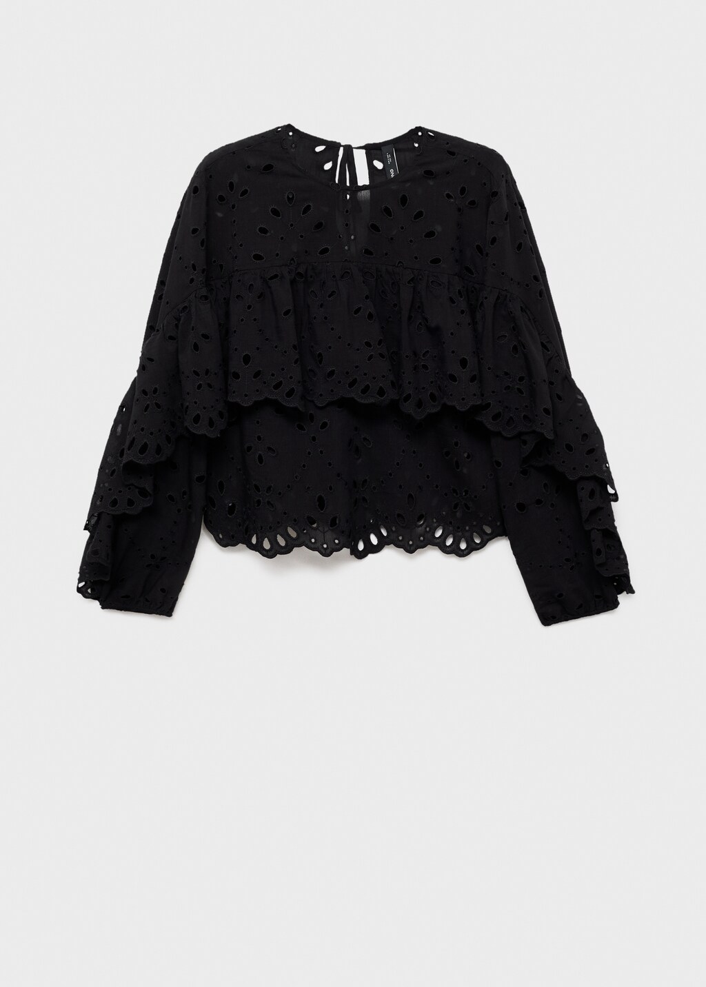 Blouse with embroidered eyelet ruffles - image 5