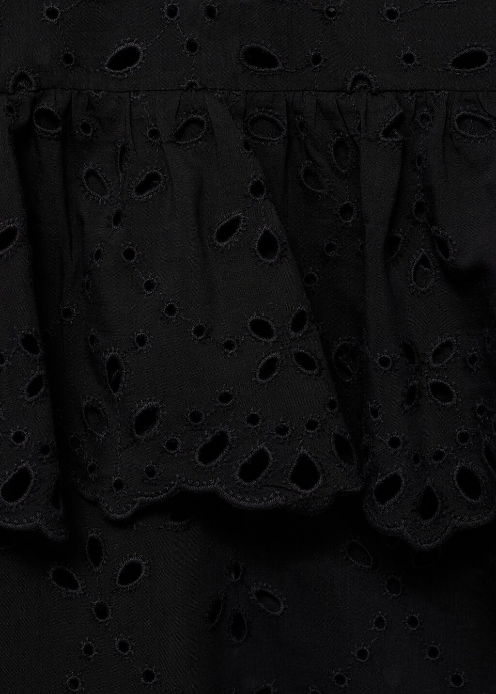 Blouse with embroidered eyelet ruffles
