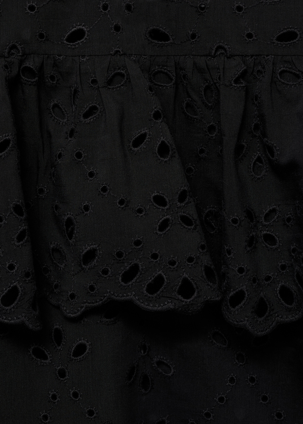 Blouse with embroidered eyelet ruffles