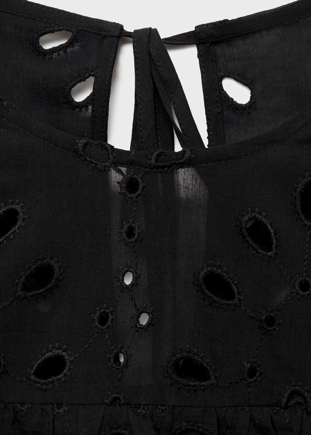 Blouse with embroidered eyelet ruffles