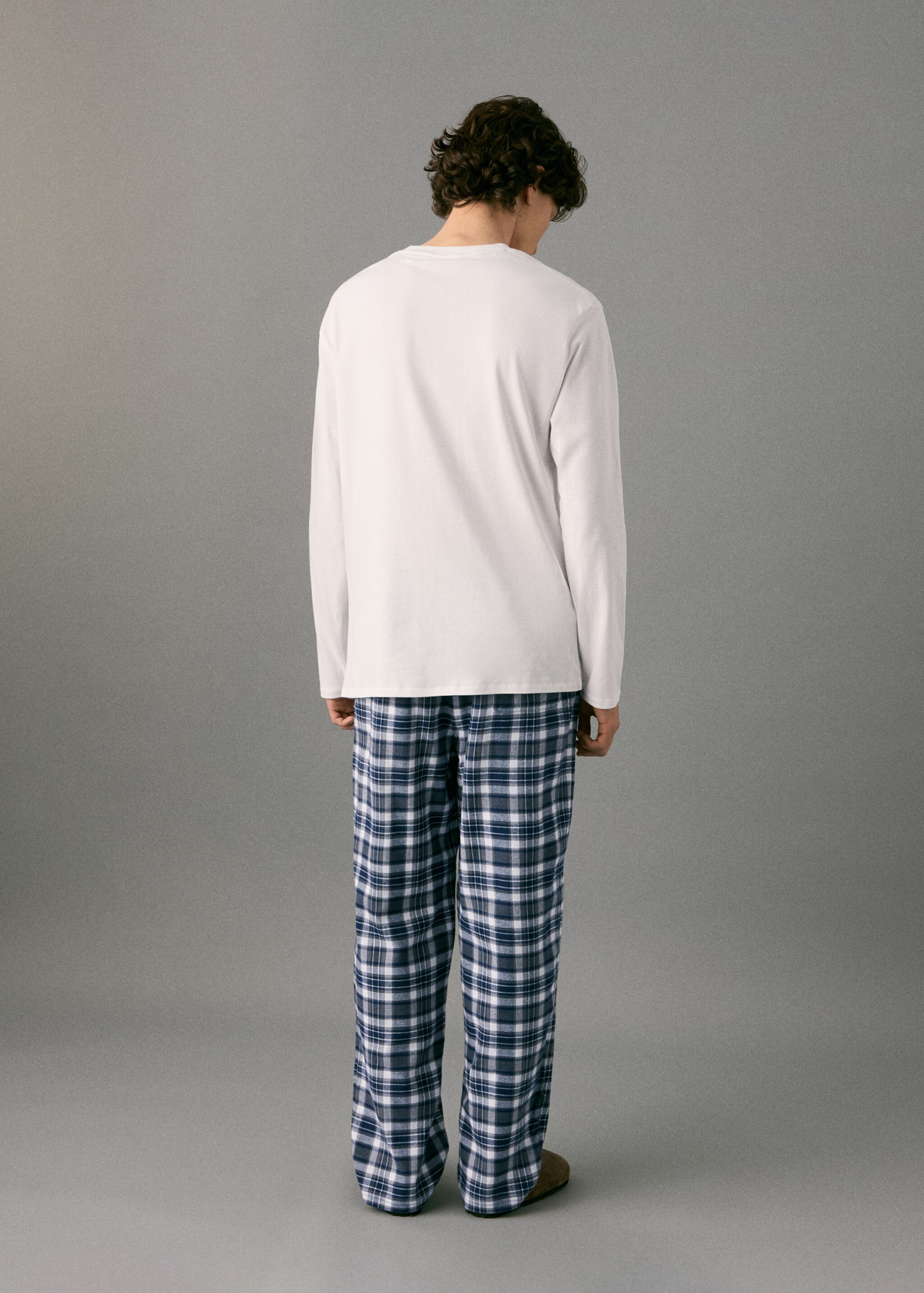 Set of long check pyjamas - Reverse of the article, Off White. Ref: 17035825-00.