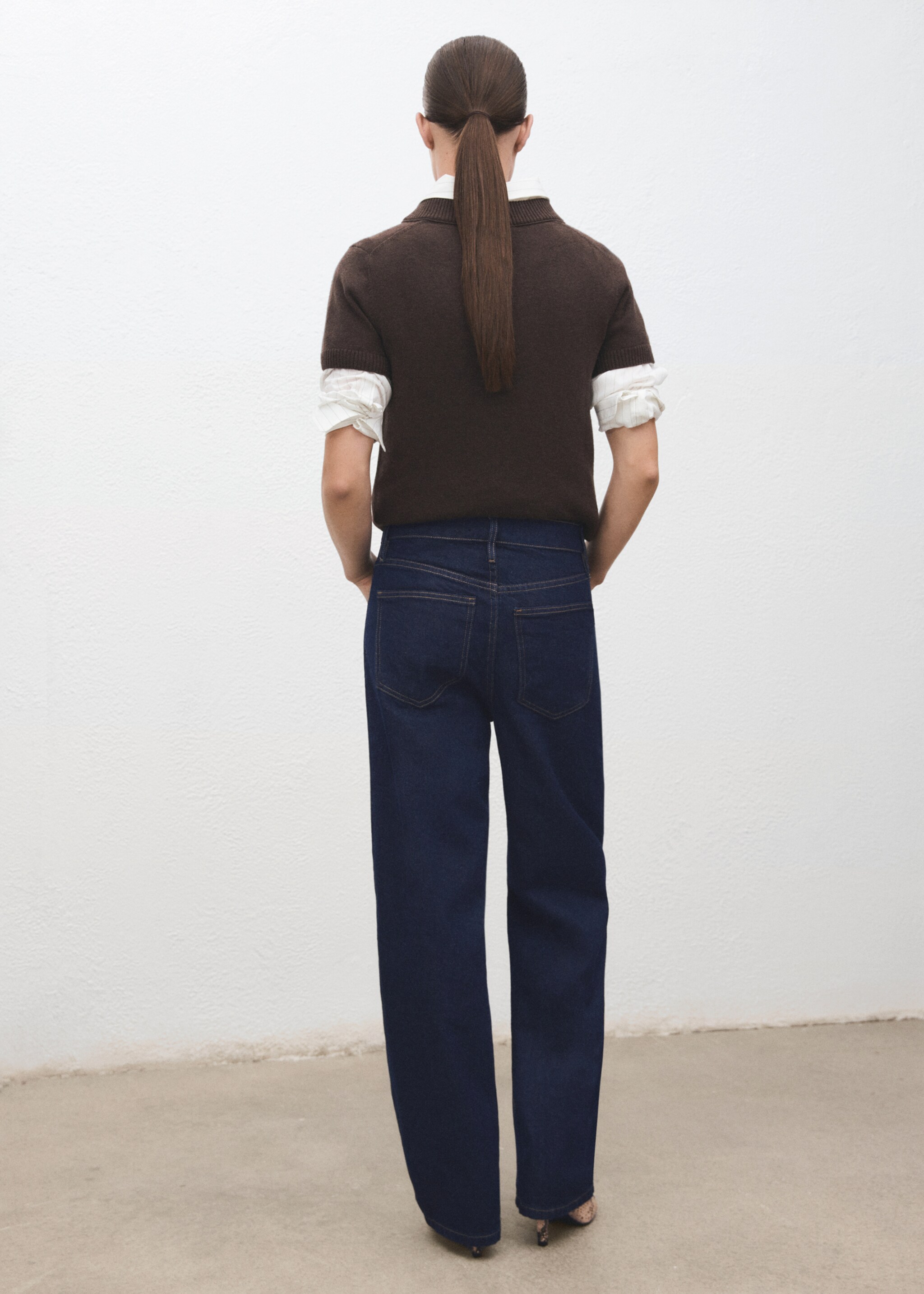 Jean balloon taille haute - Verso de l’article, Bleu. Ref: 17035832-00.