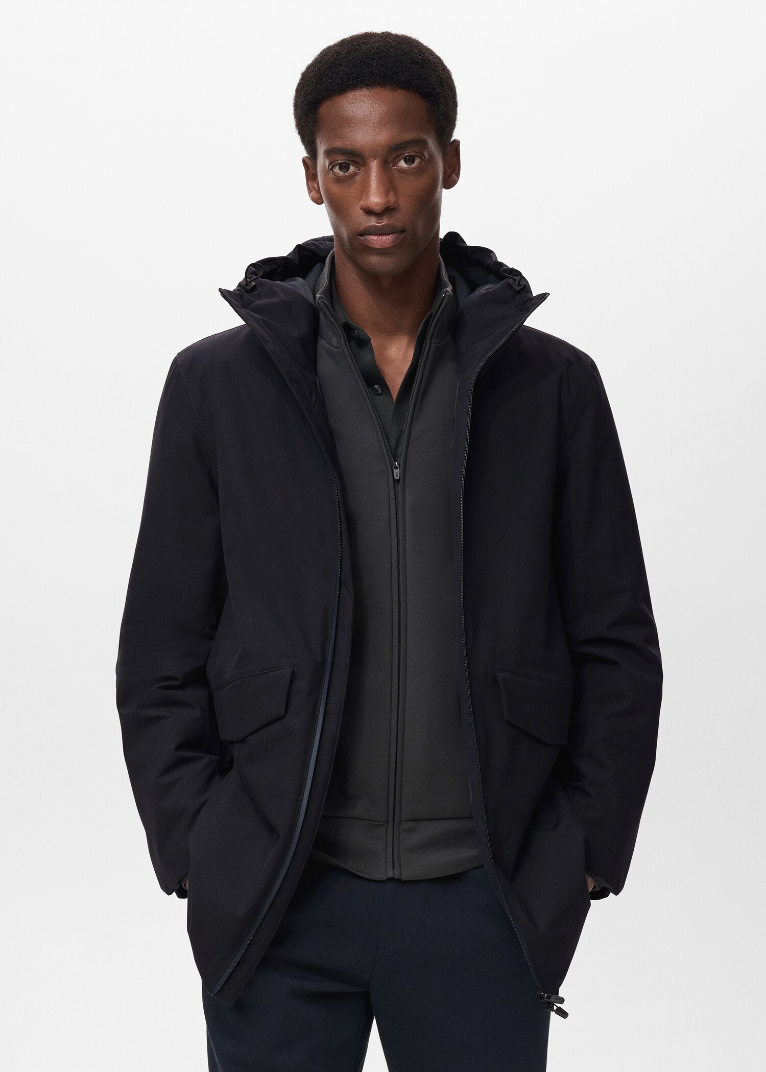 Water Repellent Thermolite® Hooded Padded Parka - Medium plane