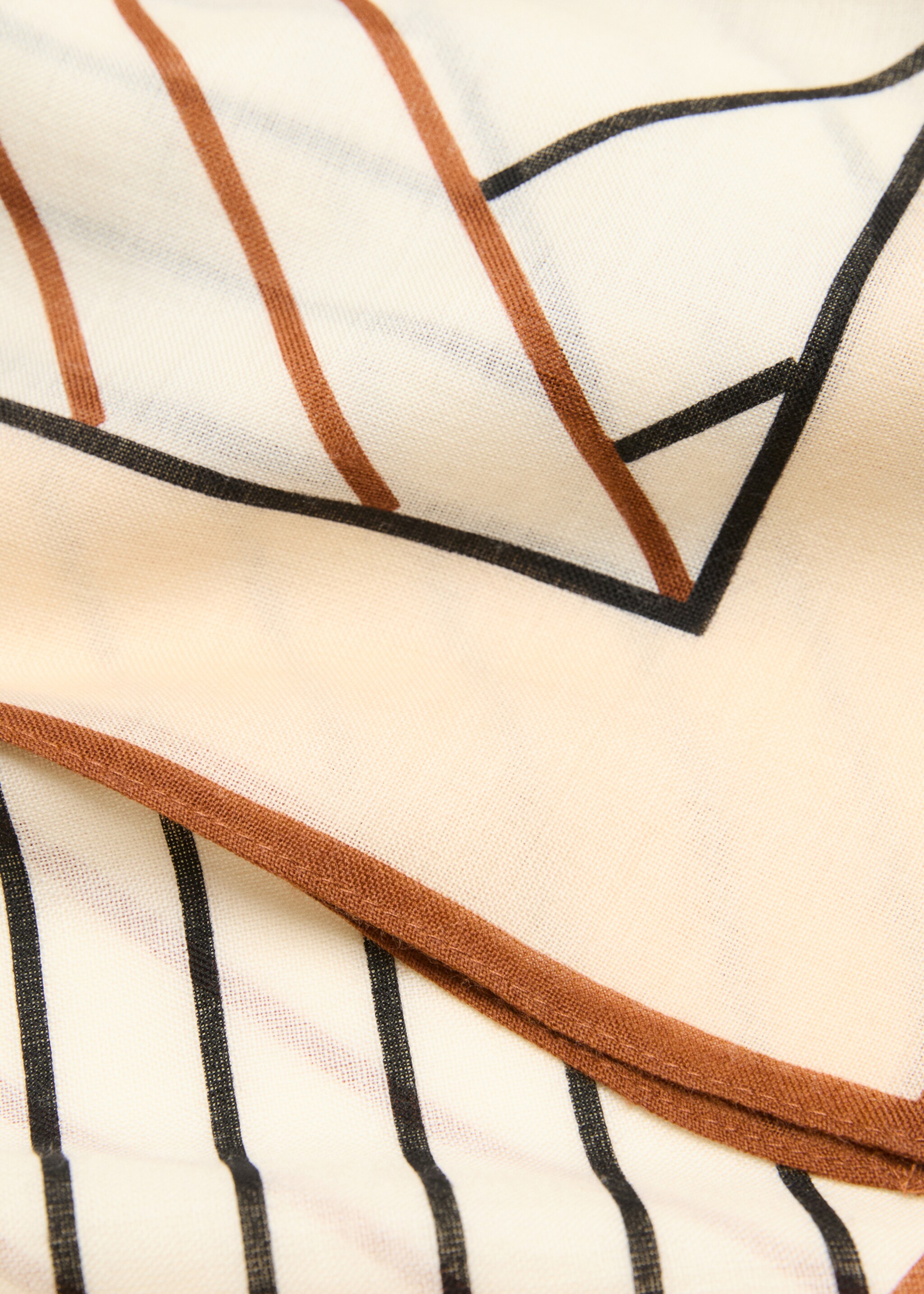 100% wool geometric-print foulard - Medium plane, Brown. Ref: 17035972-00.