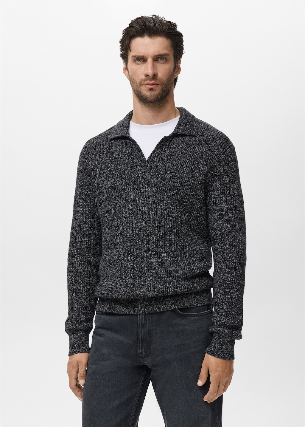 100% cotton polo-neck sweater