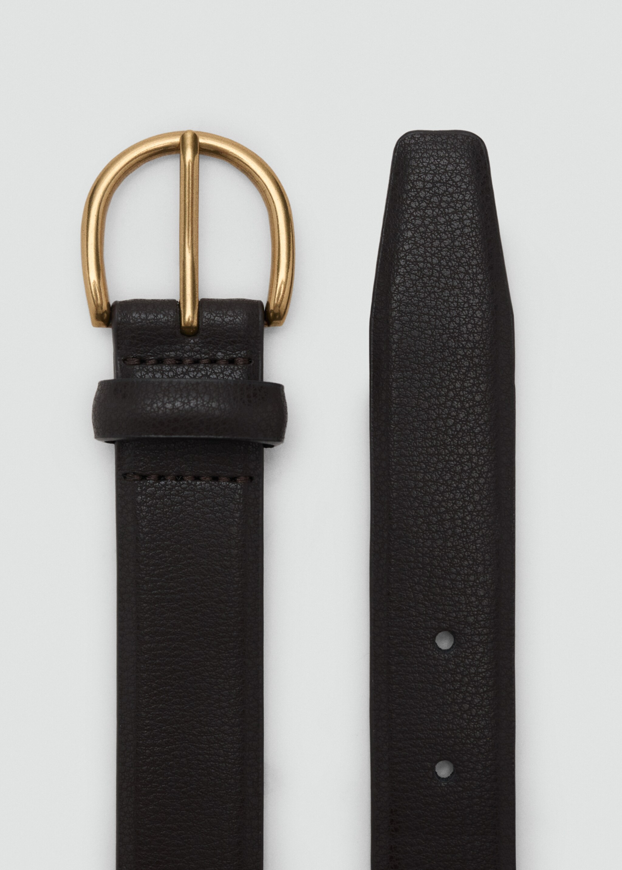 Pebbled leather belt - Medium plane, Dark Brown. Ref: 17035975-00.