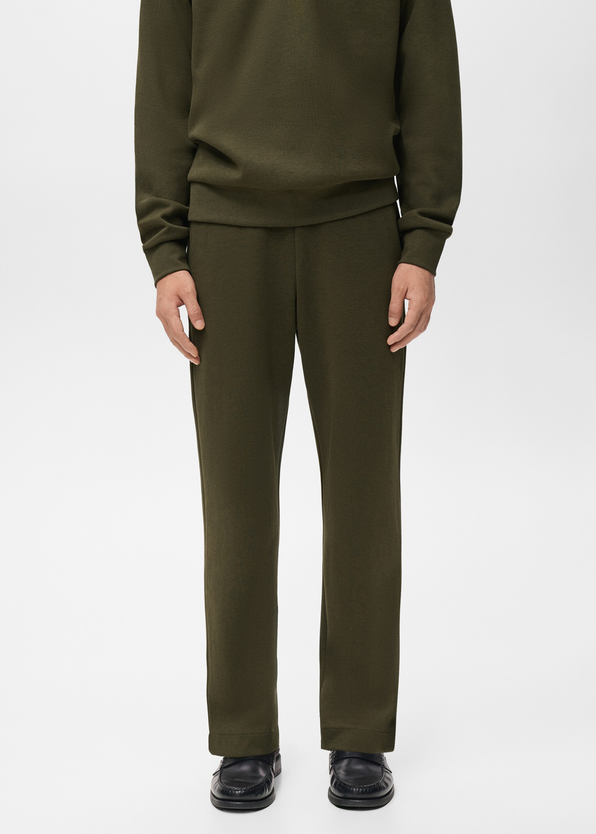 Cotton joggers with elastic waist - Medium plane, Olive Green. Ref: 17035978-00.