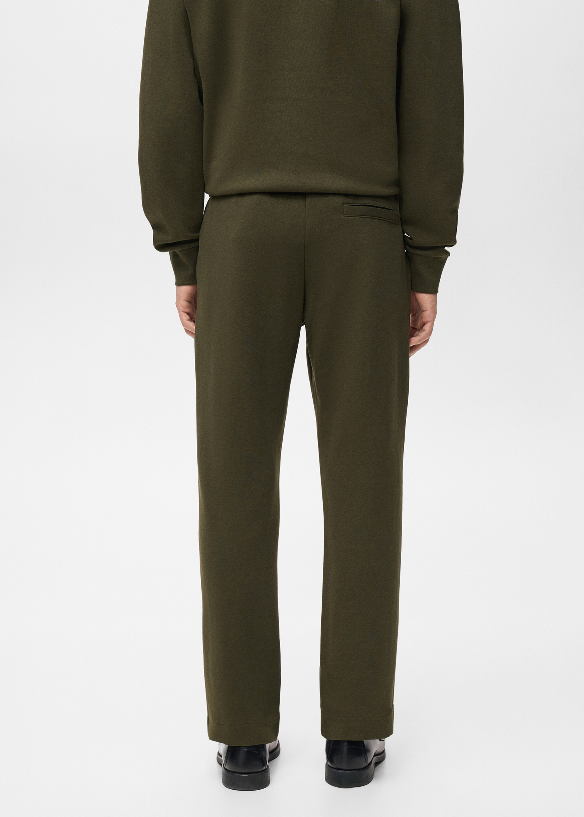 Cotton joggers with elastic waist - Reverse of the article, Olive Green. Ref: 17035978-00.