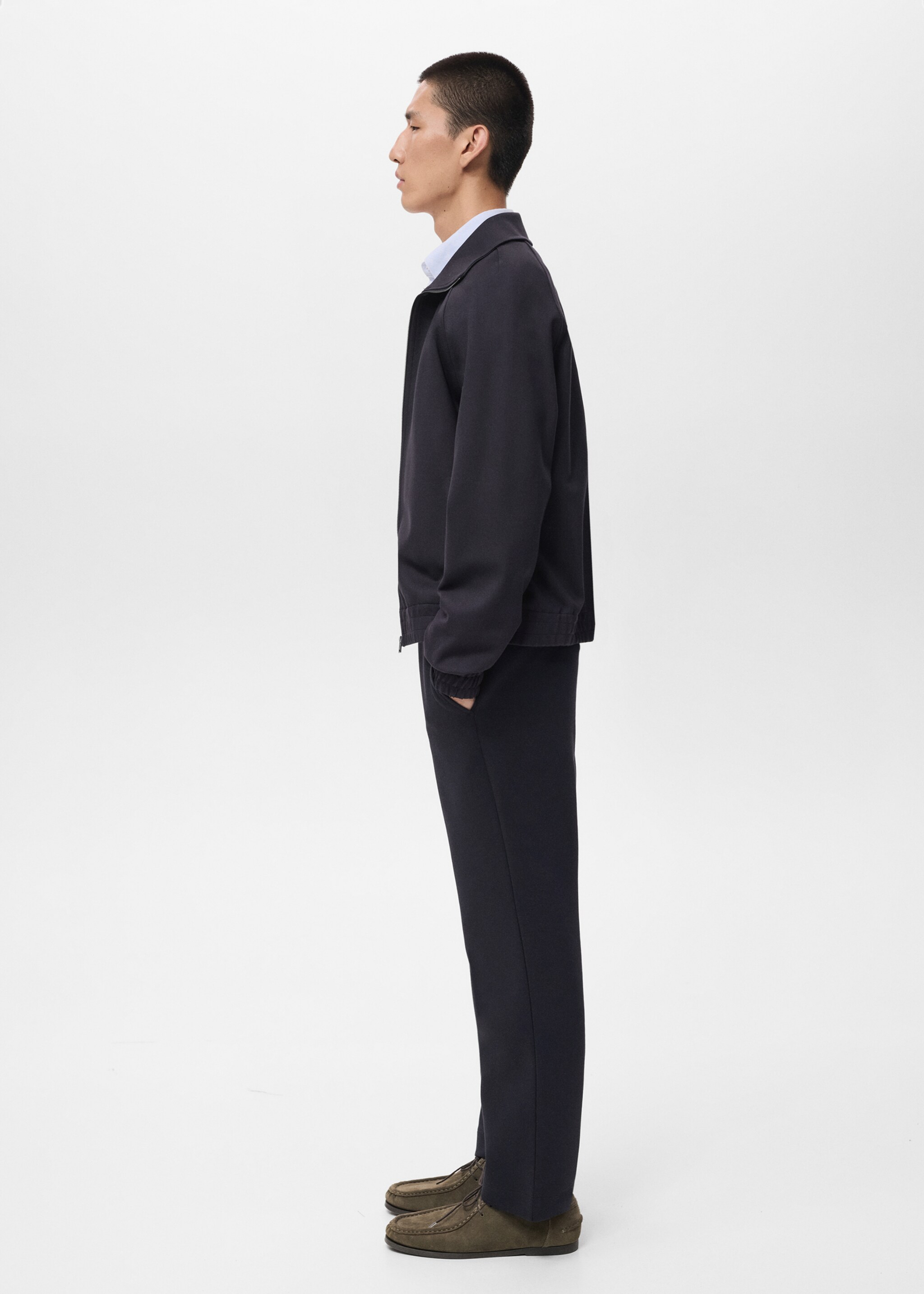 Cotton joggers with elastic waist - Details of the article 2, Navy. Ref: 17035978-00.