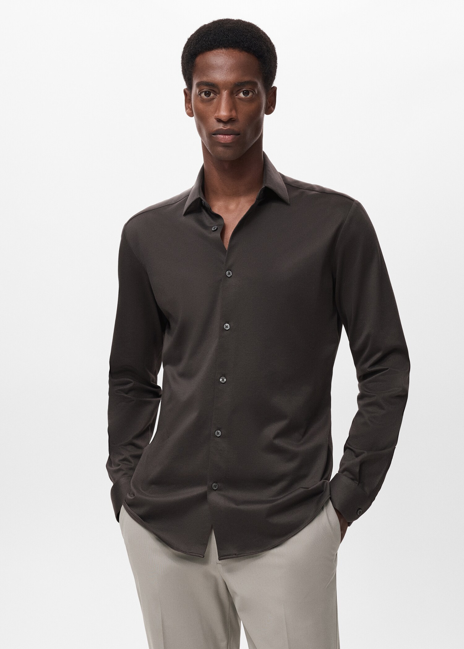 Camisa comfort stretch non iron - Plano medio