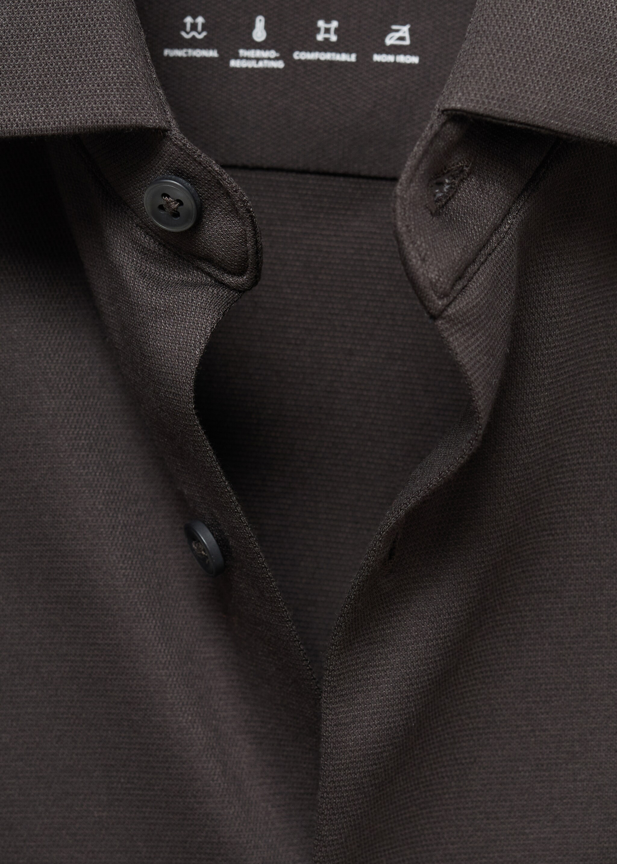 Camisa comfort stretch non iron - Detalle del artículo 8, Marrón. Ref: 17035981-00.