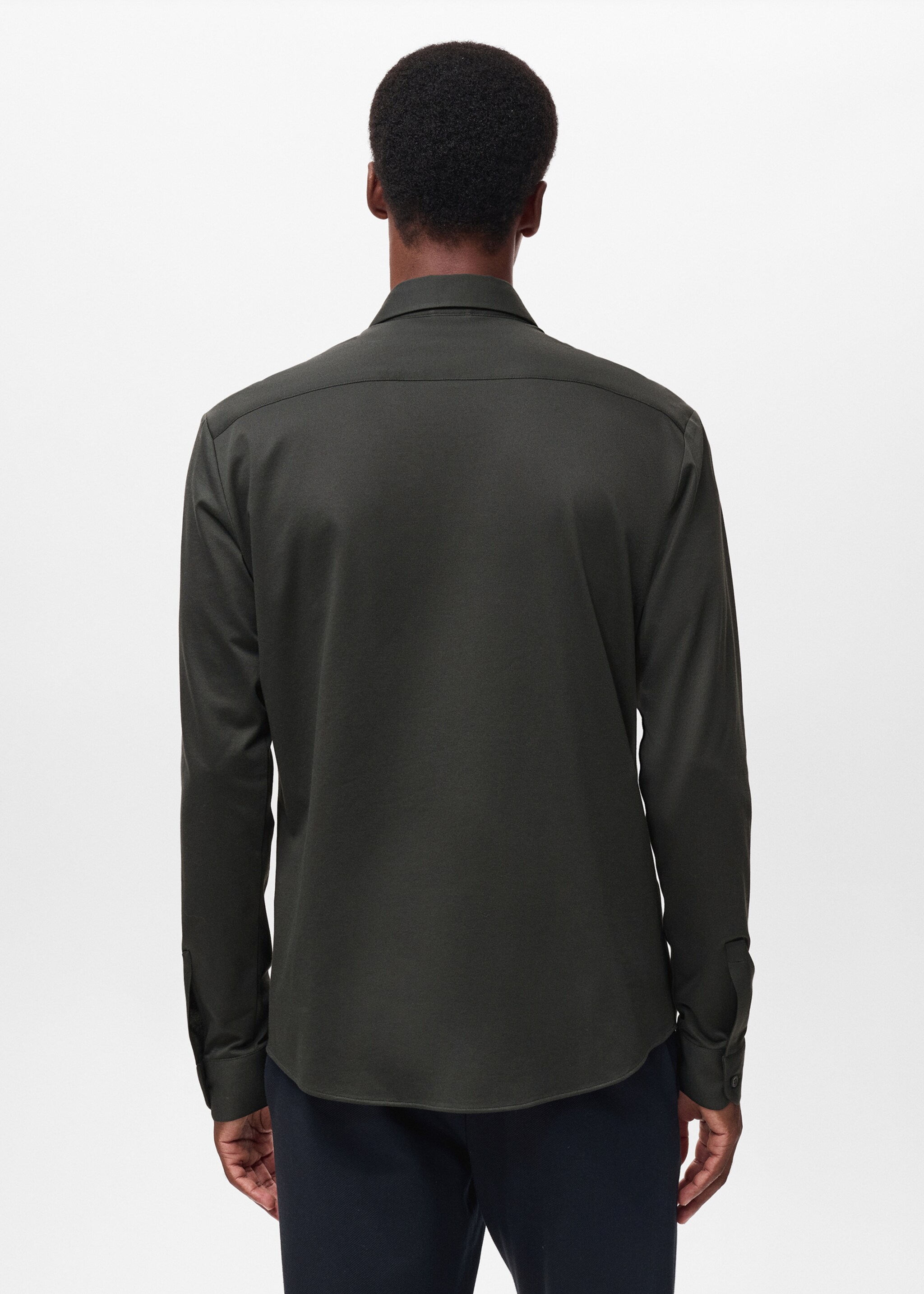 Camisa comfort stretch non iron - Reverso del artículo, Verde oscuro. Ref: 17035981-00.