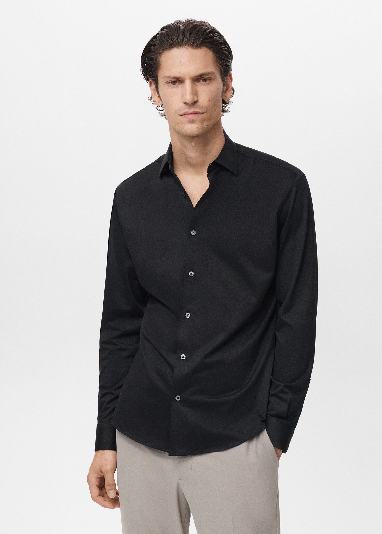 Camisa comfort stretch non iron - Plano medio