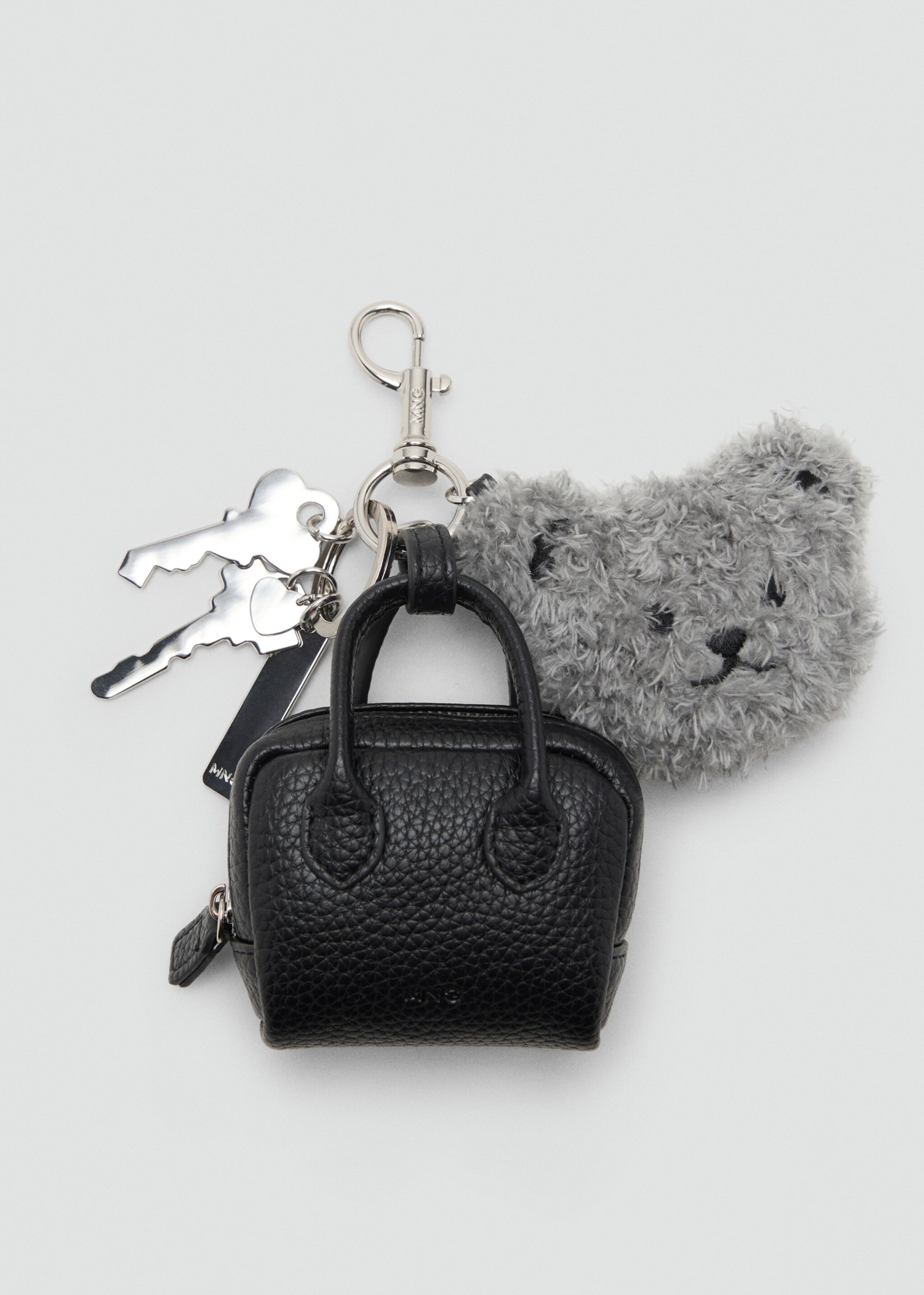 Porte-clés multicharmes sac à main ours - Article sans modèle, Gris. Ref: 17035998-00.