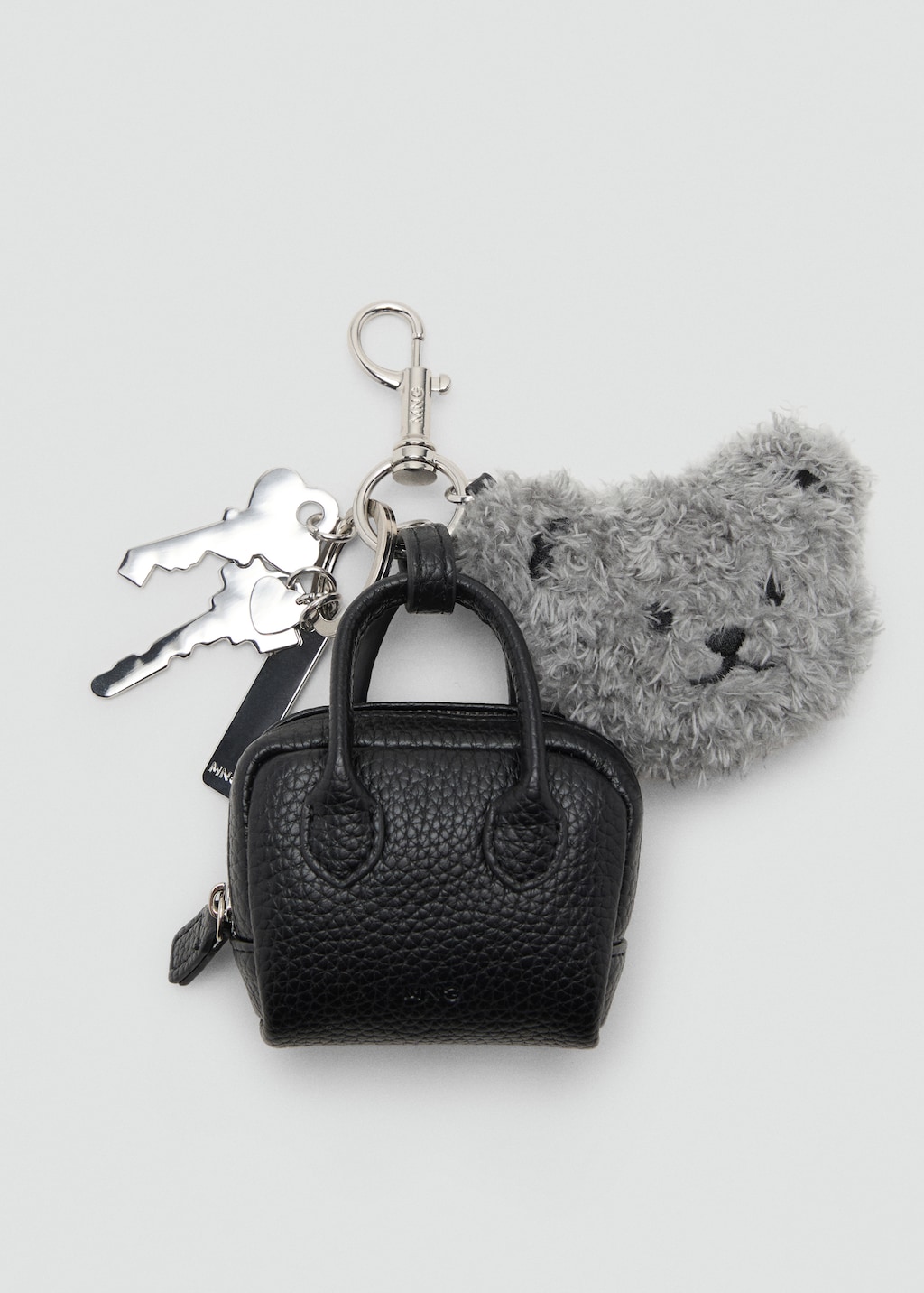 Multi-charm bear handbag keyring