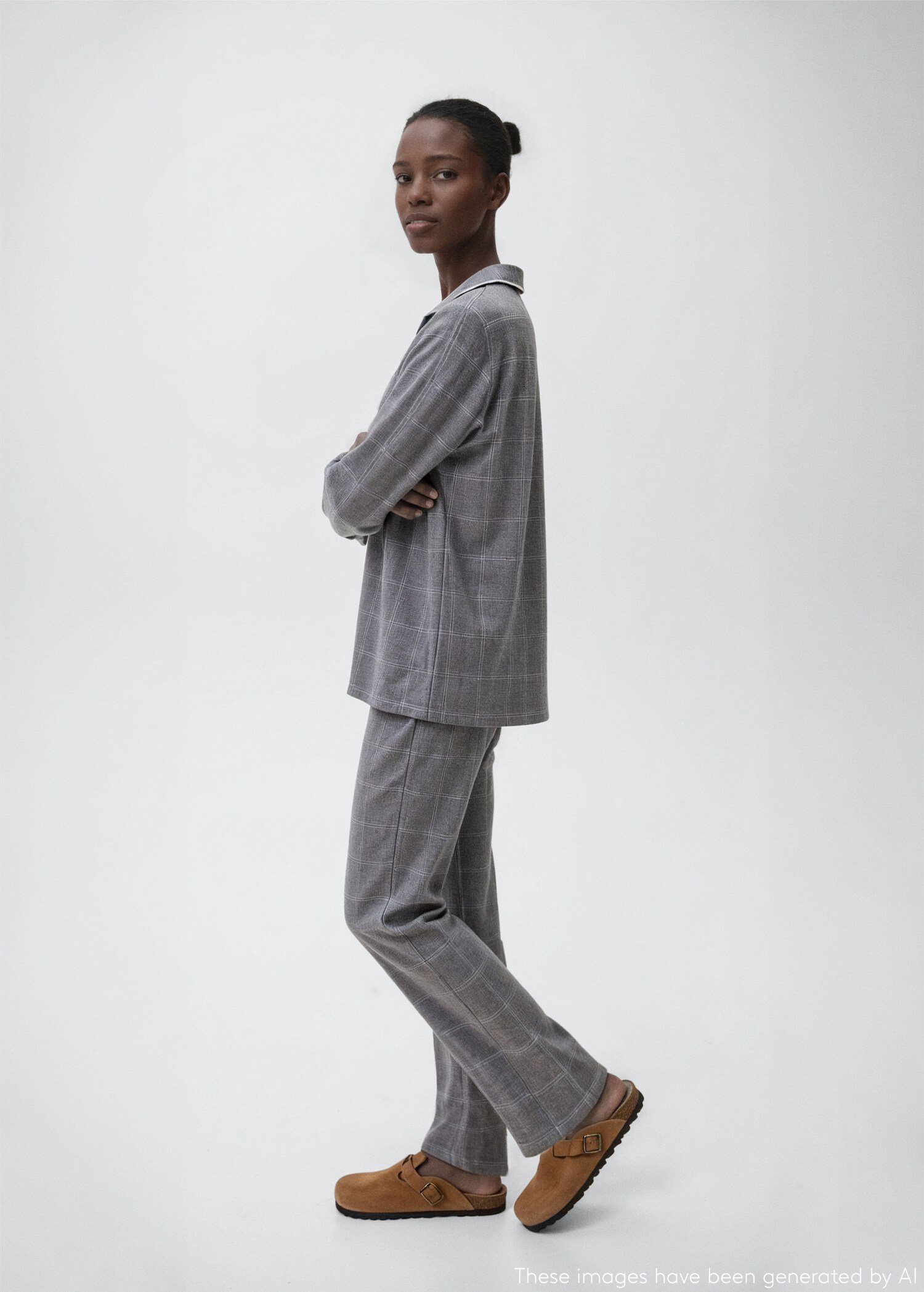 Two-pieces check long pyjamas - Medium plane