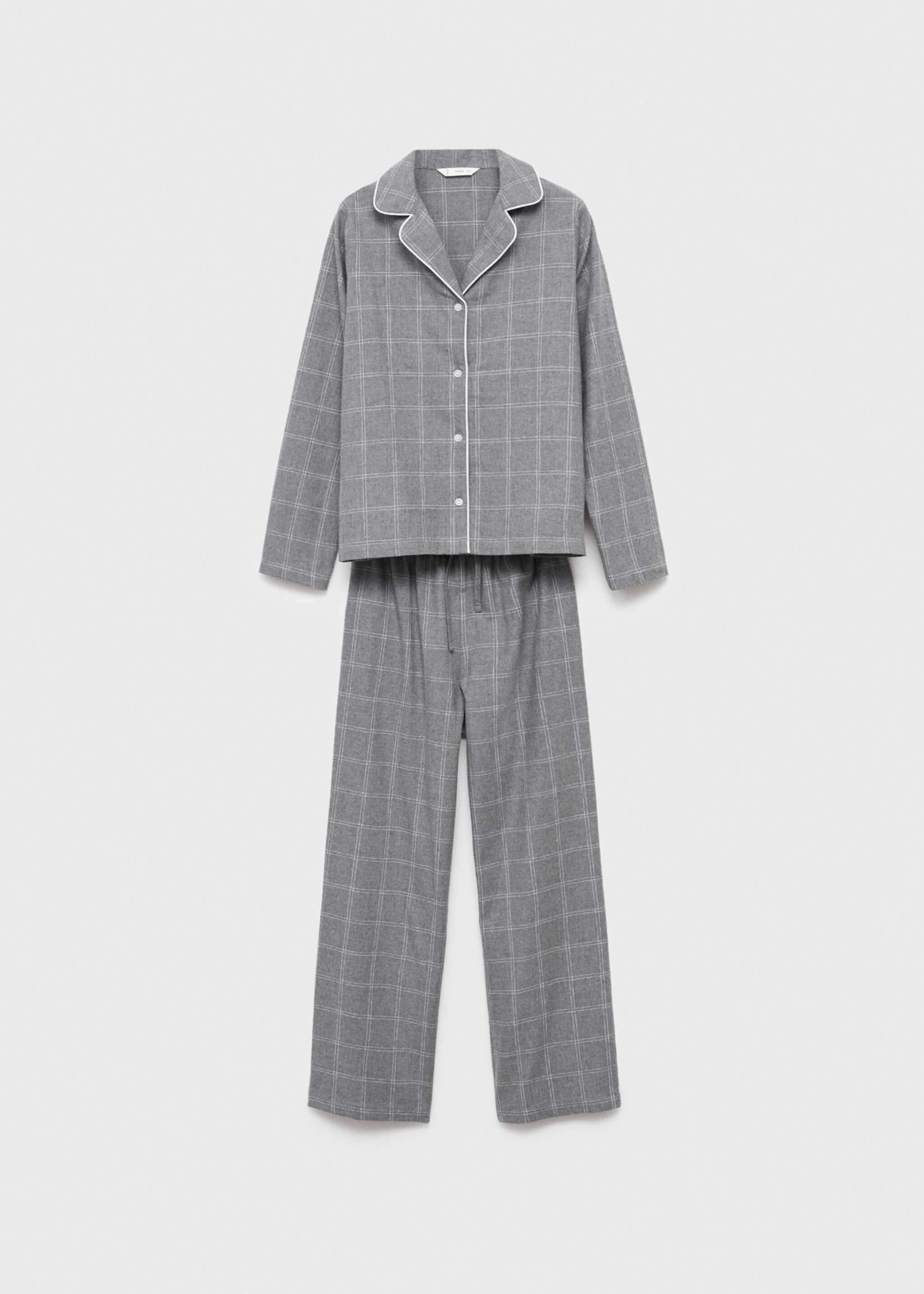 Two-pieces check long pyjamas - Article without model, Medium Heather Grey. Ref: 17035999-00.