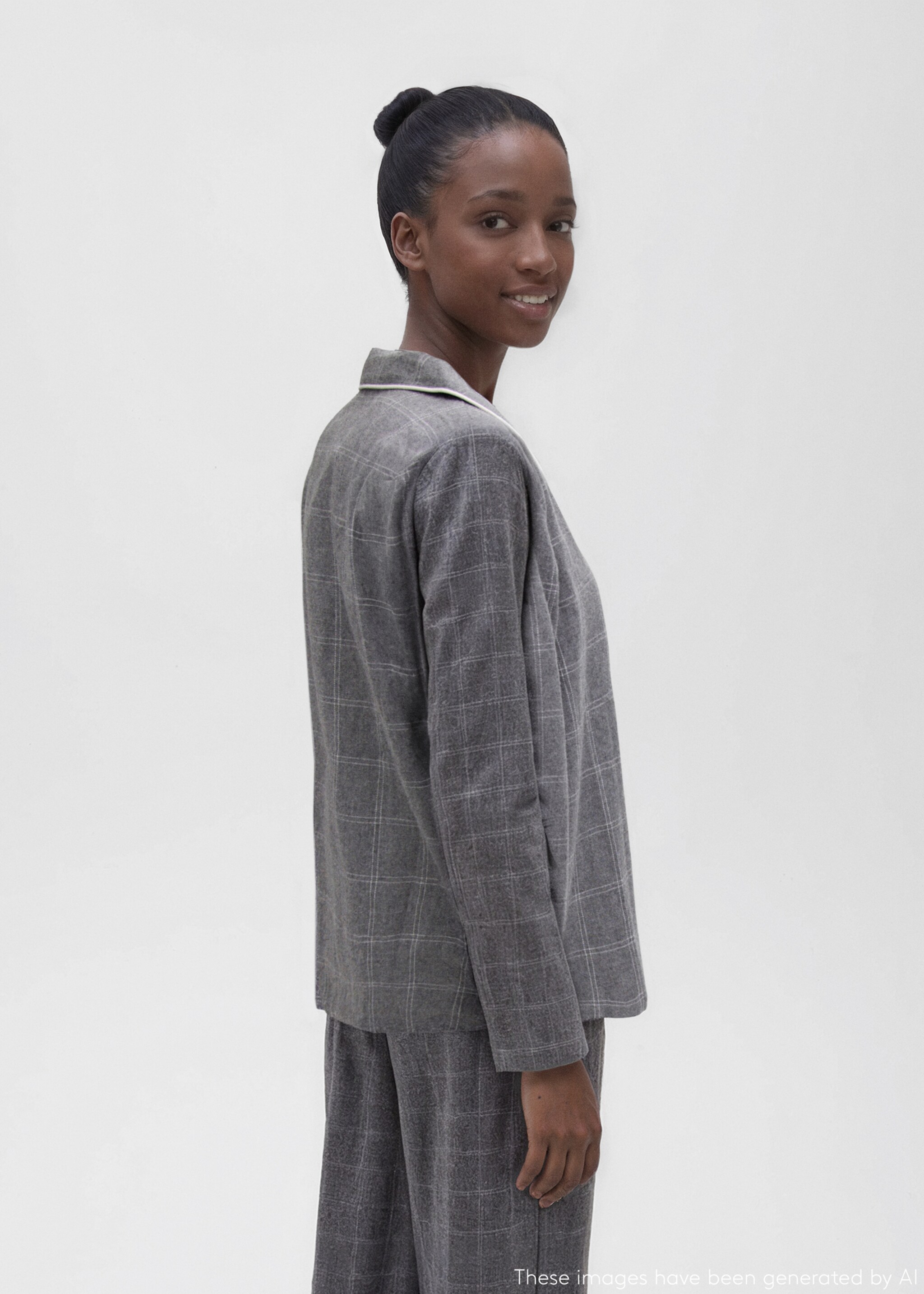 Two-pieces check long pyjamas - Reverse of the article, Medium Heather Grey. Ref: 17035999-00.